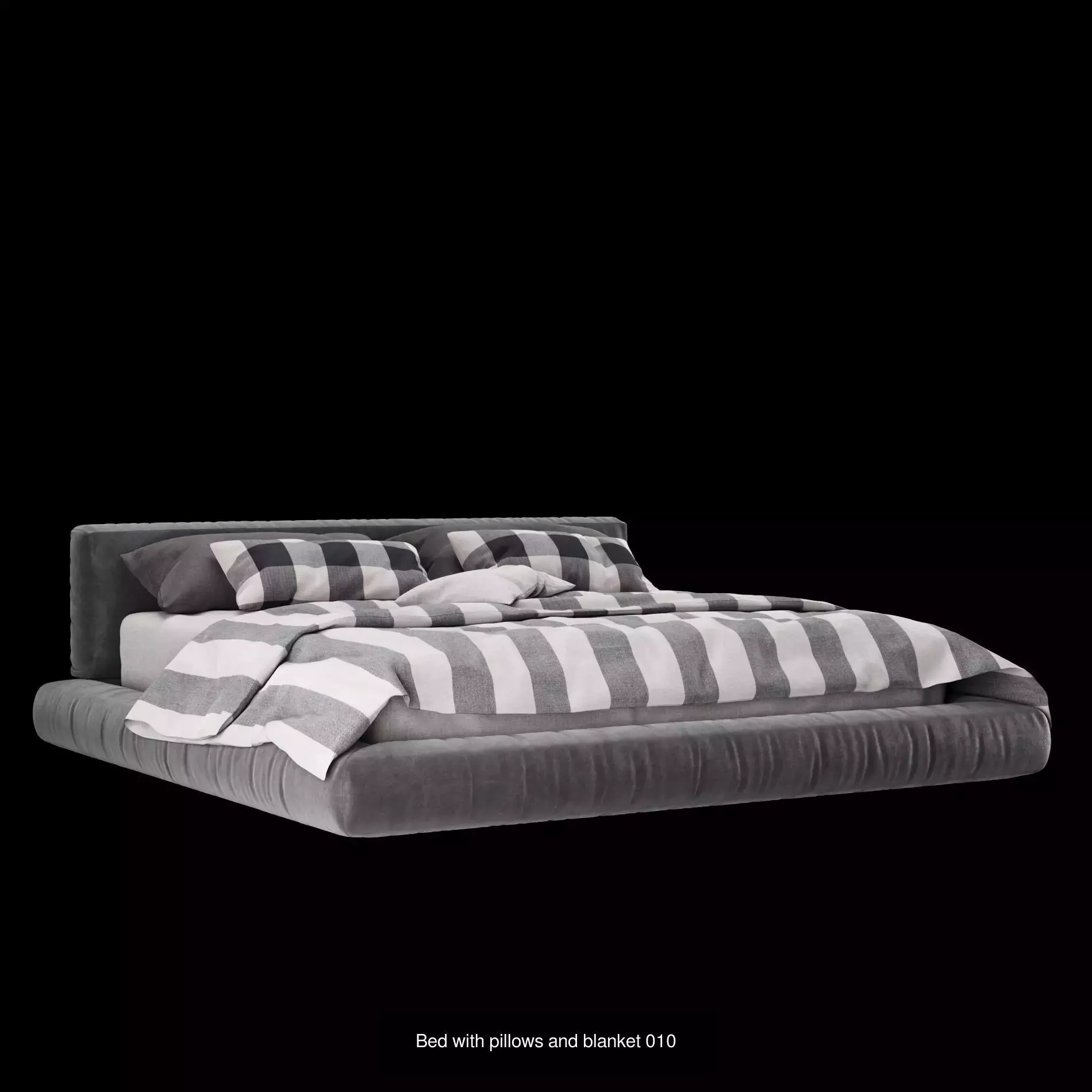 Bed with pillows and blanket set3 3D Model Collection_3