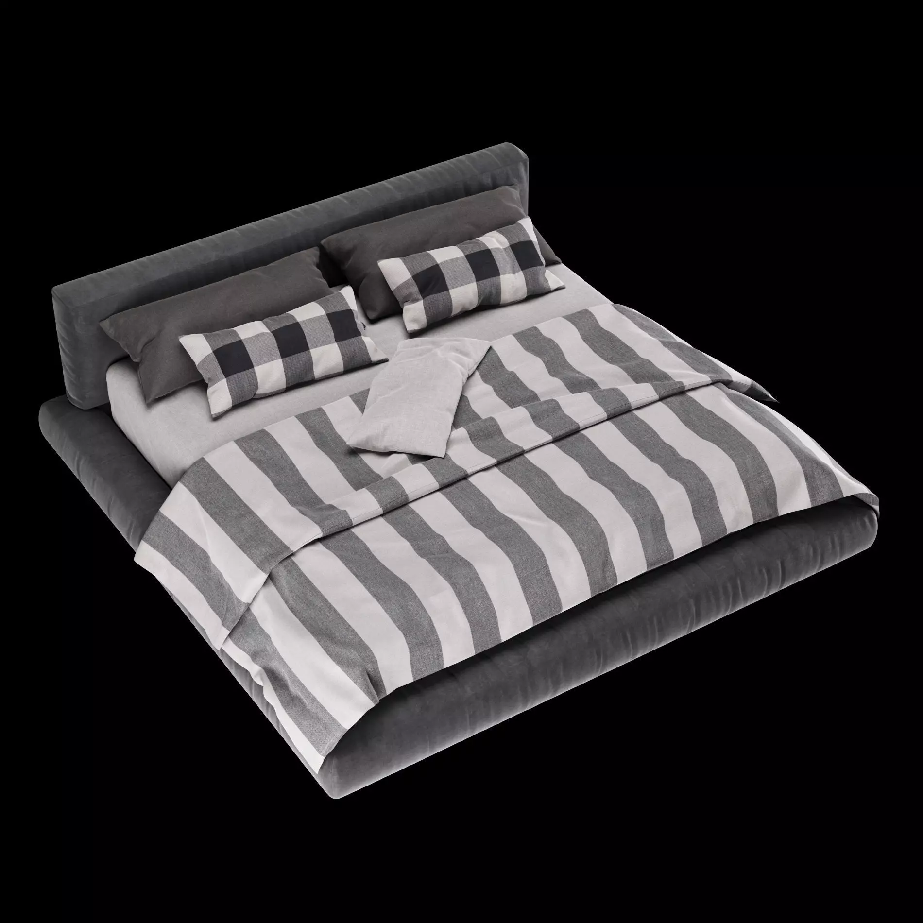 Bed with pillows and blanket set3 3D Model Collection_7