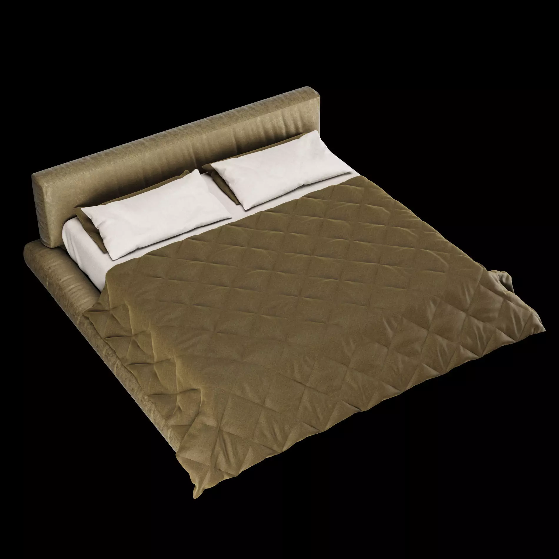 Bed with pillows and blanket set3 3D Model Collection_6