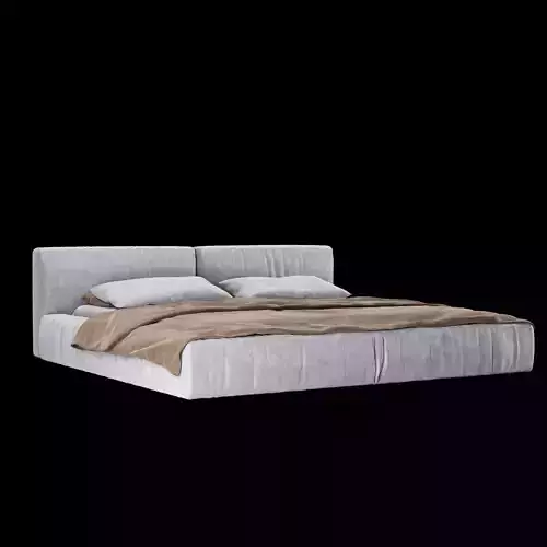 Modern fabric upholstered double bed with bedding set 013