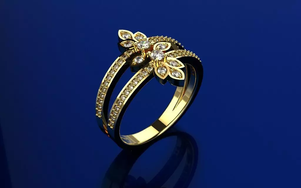 Ring Delicate Leaves - Jewelry 3D - AN-35 3D print model_0