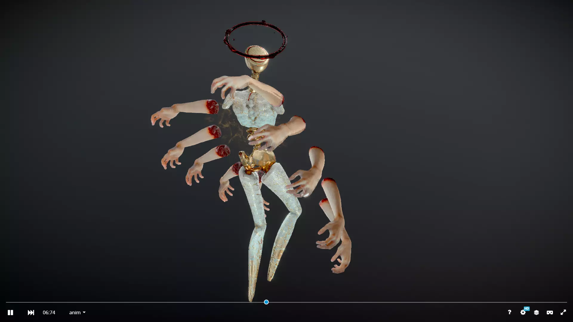 Broken Seraphim  Dark Angel Horror Character  Rigged  Game-Ready 3D model_11