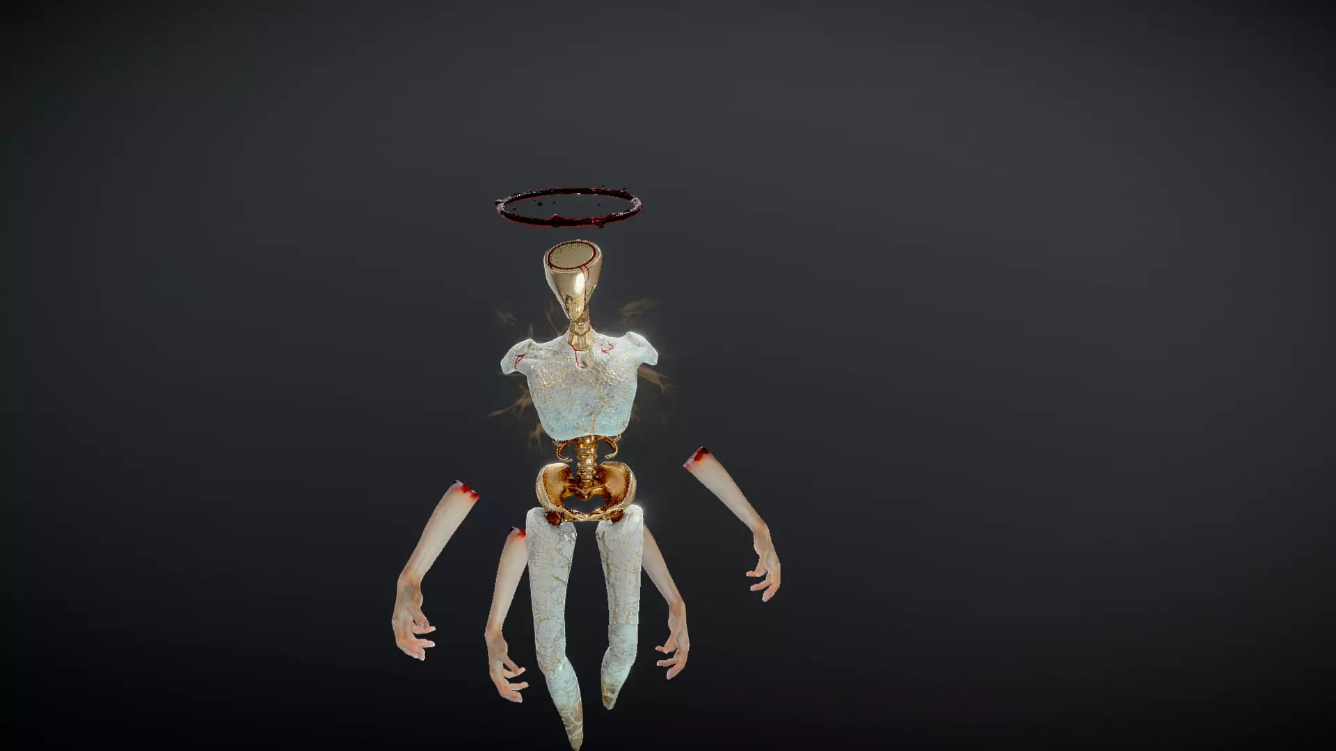 Broken Seraphim  Dark Angel Horror Character  Rigged  Game-Ready 3D model_6