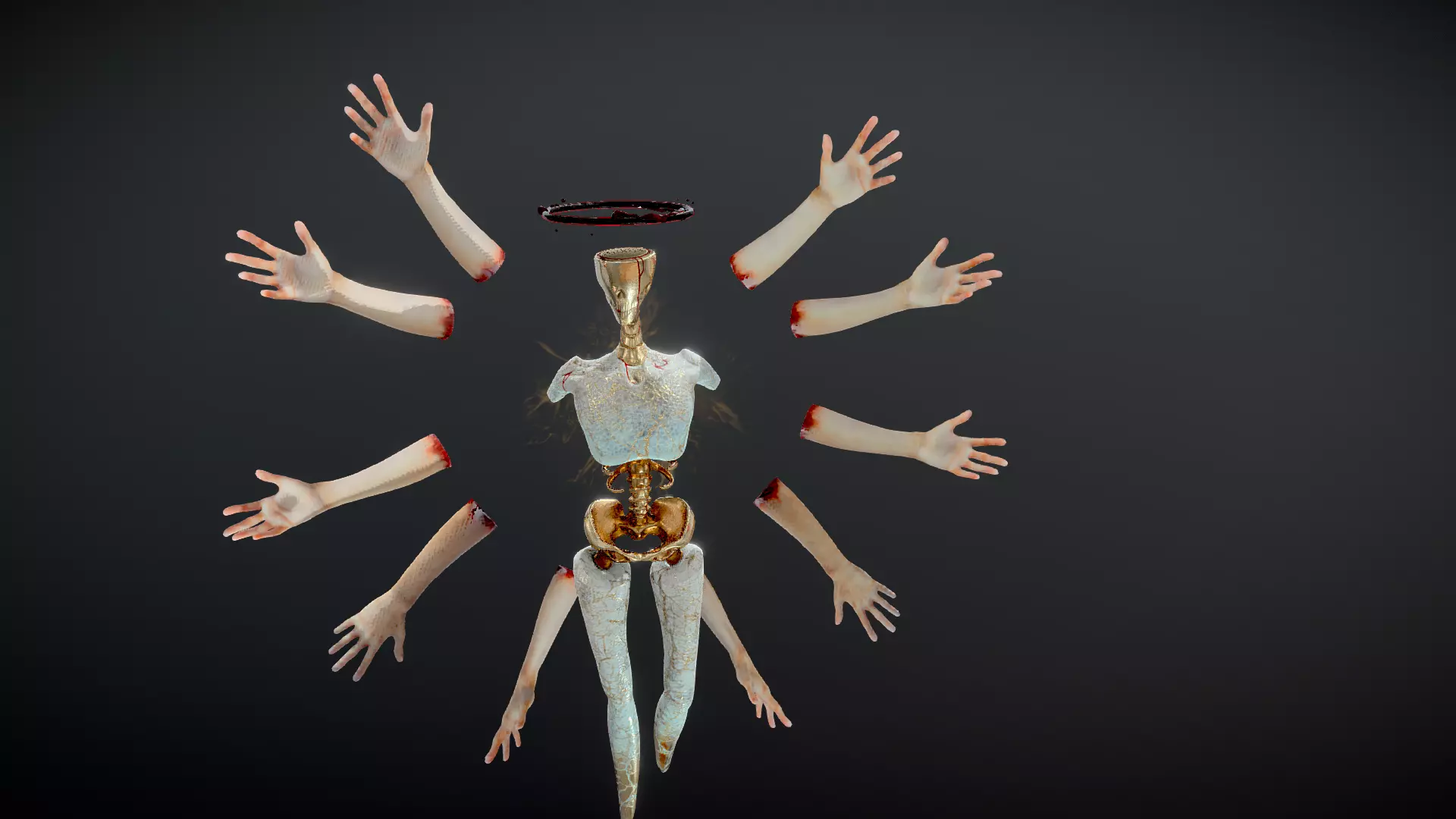 Broken Seraphim  Dark Angel Horror Character  Rigged  Game-Ready 3D model_10