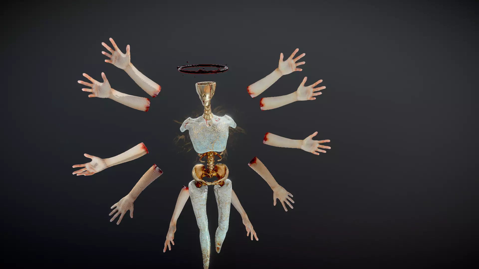 Broken Seraphim  Dark Angel Horror Character  Rigged  Game-Ready 3D model_9