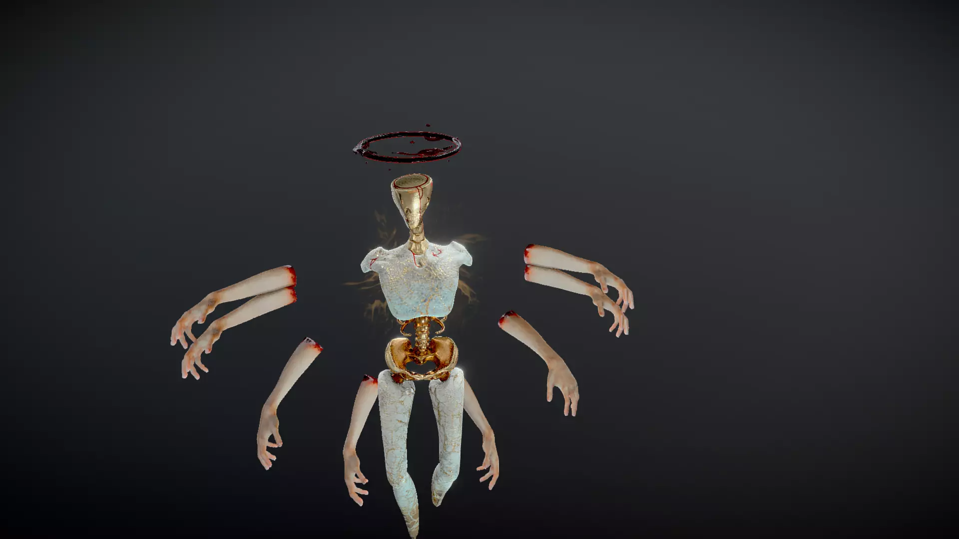 Broken Seraphim  Dark Angel Horror Character  Rigged  Game-Ready 3D model_1