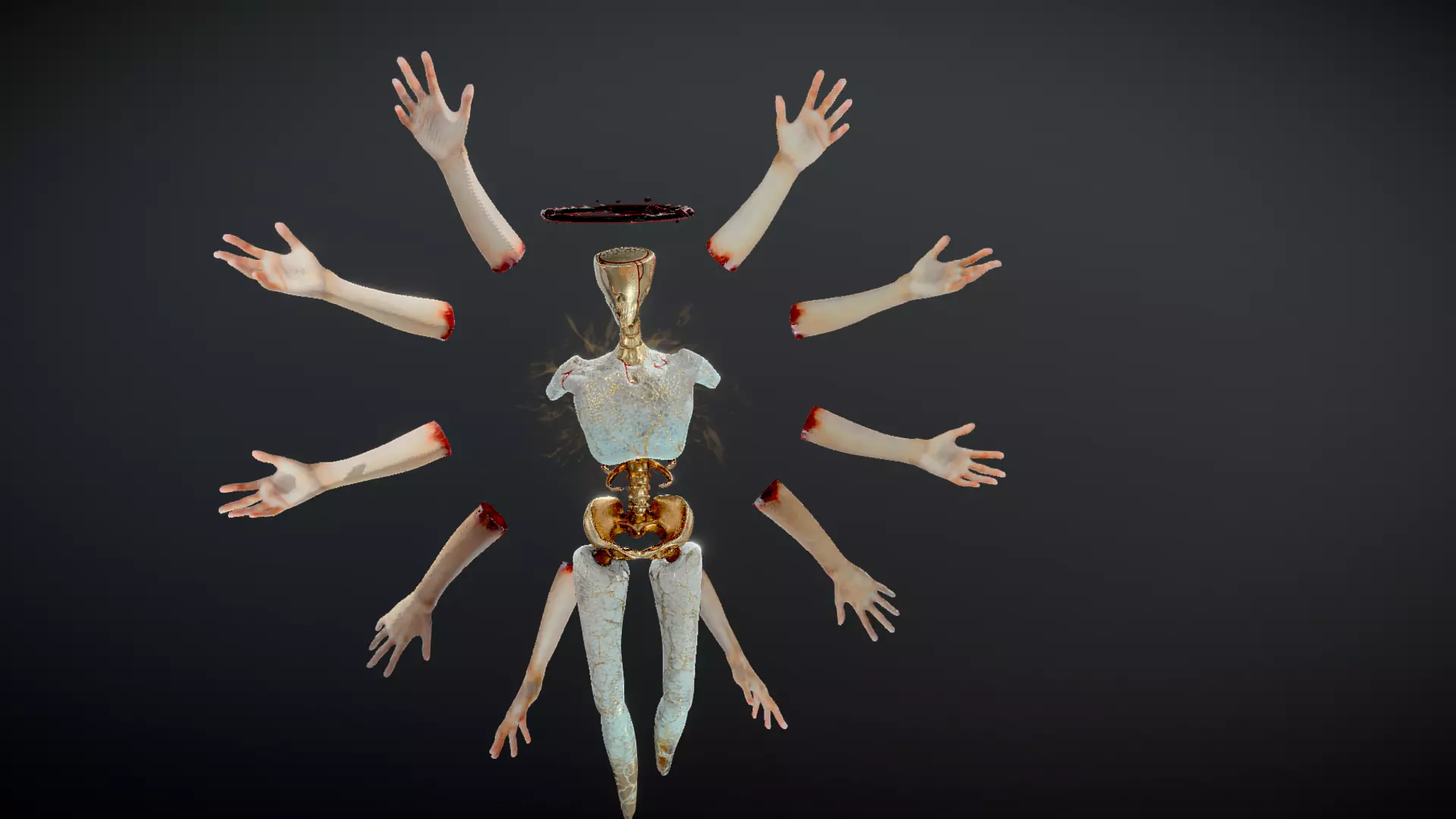 Broken Seraphim  Dark Angel Horror Character  Rigged  Game-Ready 3D model_7