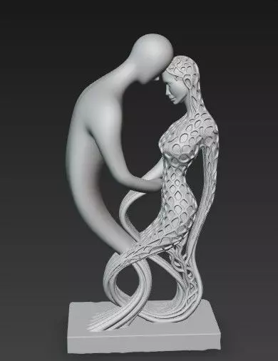 Abstract Embrace Sculpture Artistic Organic 3D Design 3D print model_3