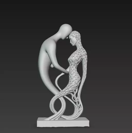 Abstract Embrace Sculpture Artistic Organic 3D Design 3D print model_1