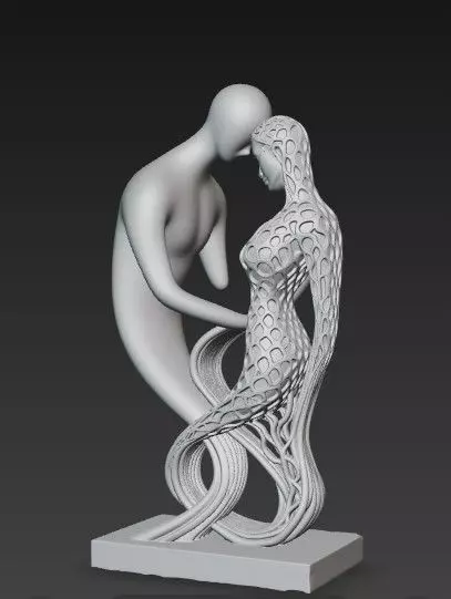 Abstract Embrace Sculpture Artistic Organic 3D Design 3D print model_4