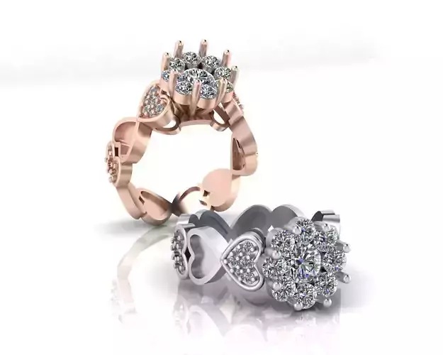 flower setting heart jewelry ring