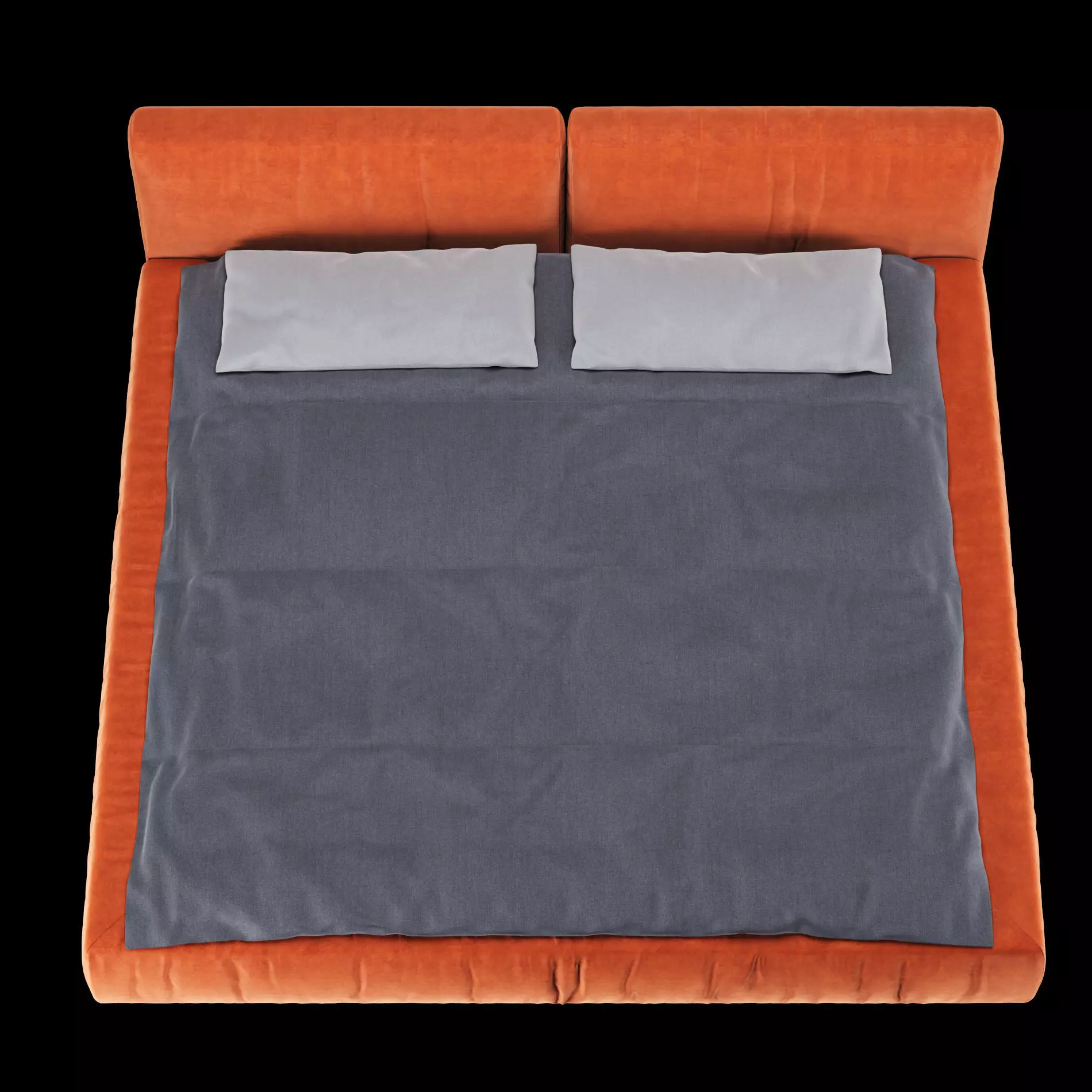 Bed with pillows and blanket 014 3D model_9
