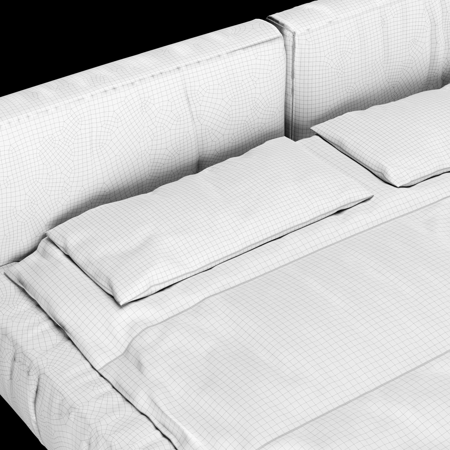 Bed with pillows and blanket 014 3D model_8