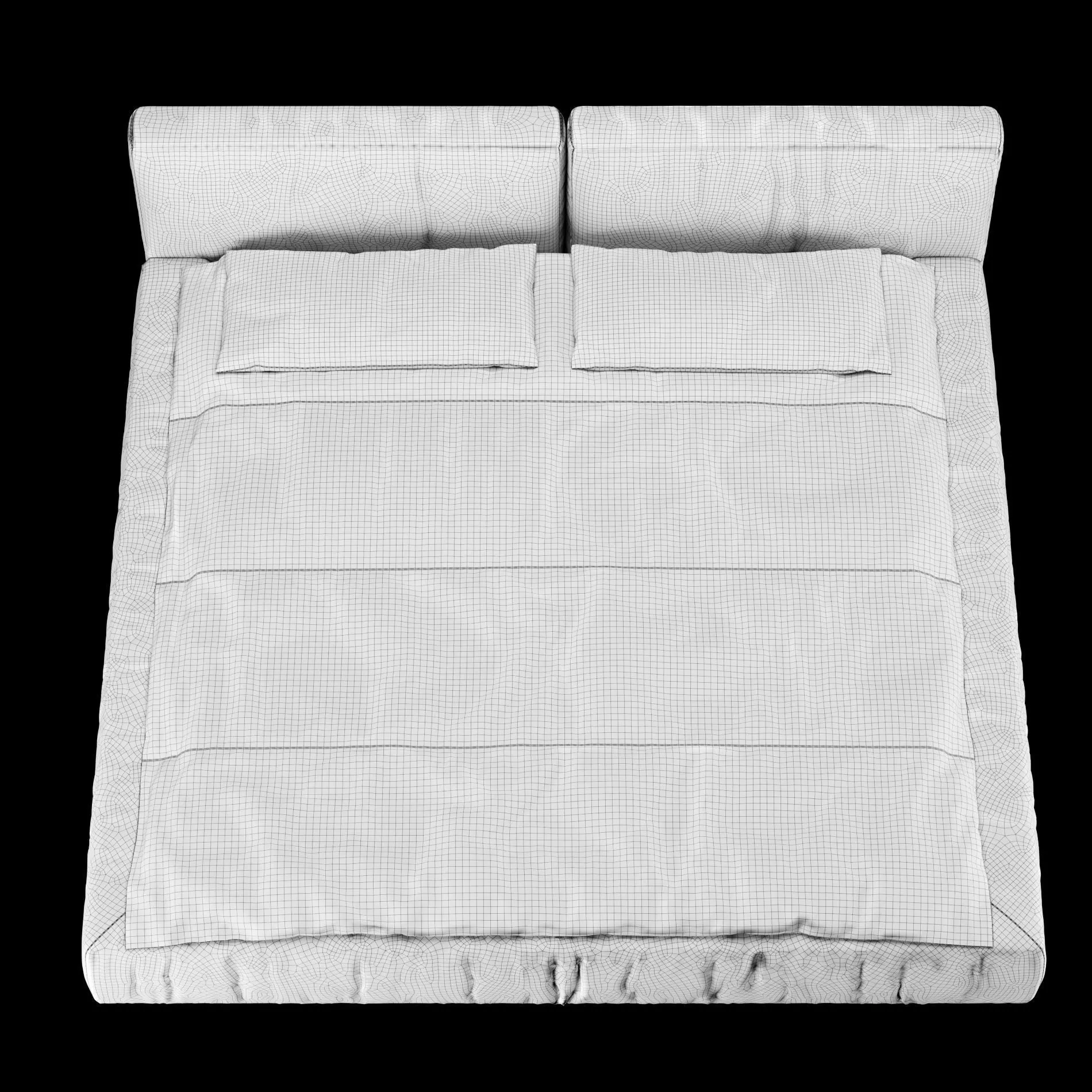 Bed with pillows and blanket 014 3D model_10