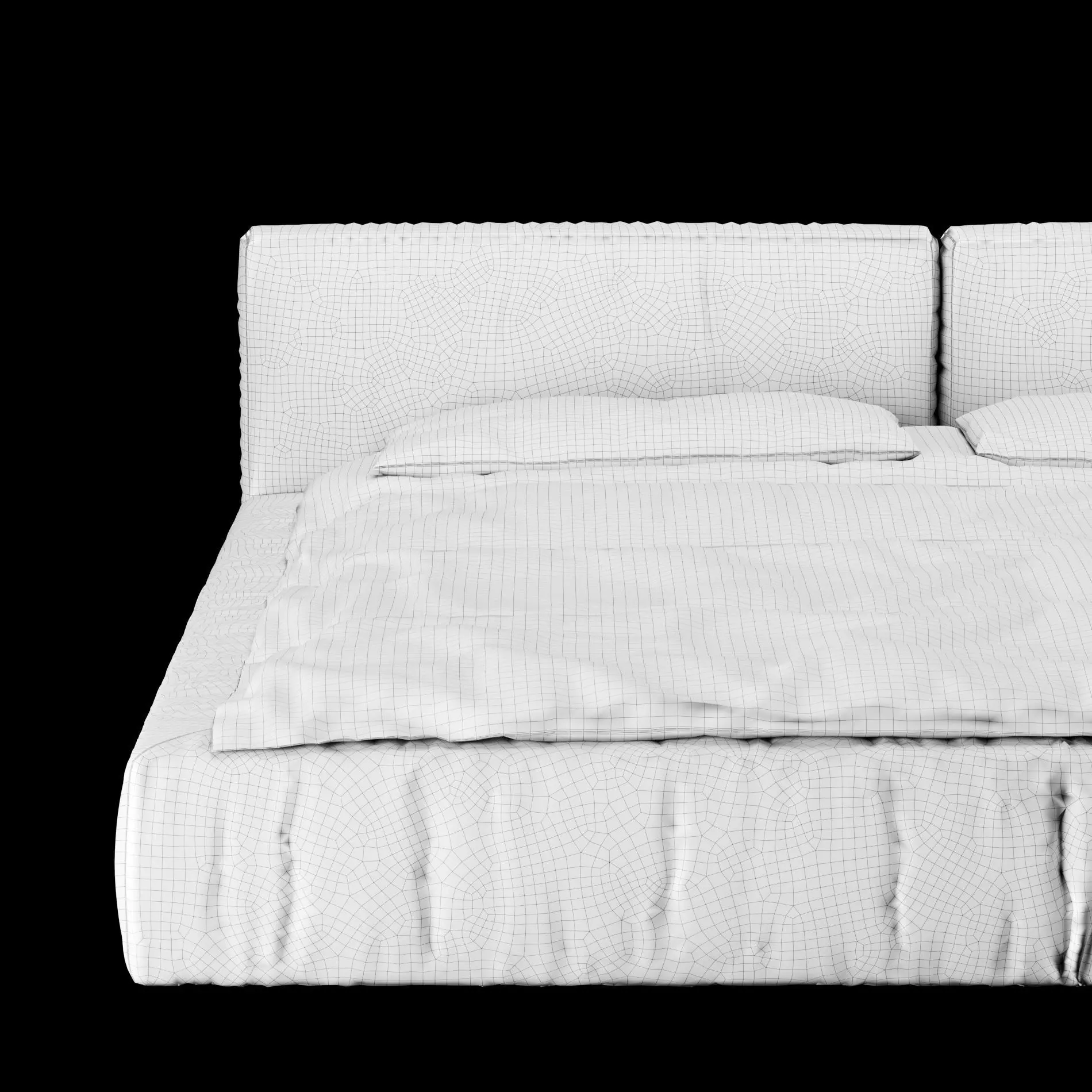 Bed with pillows and blanket 014 3D model_6