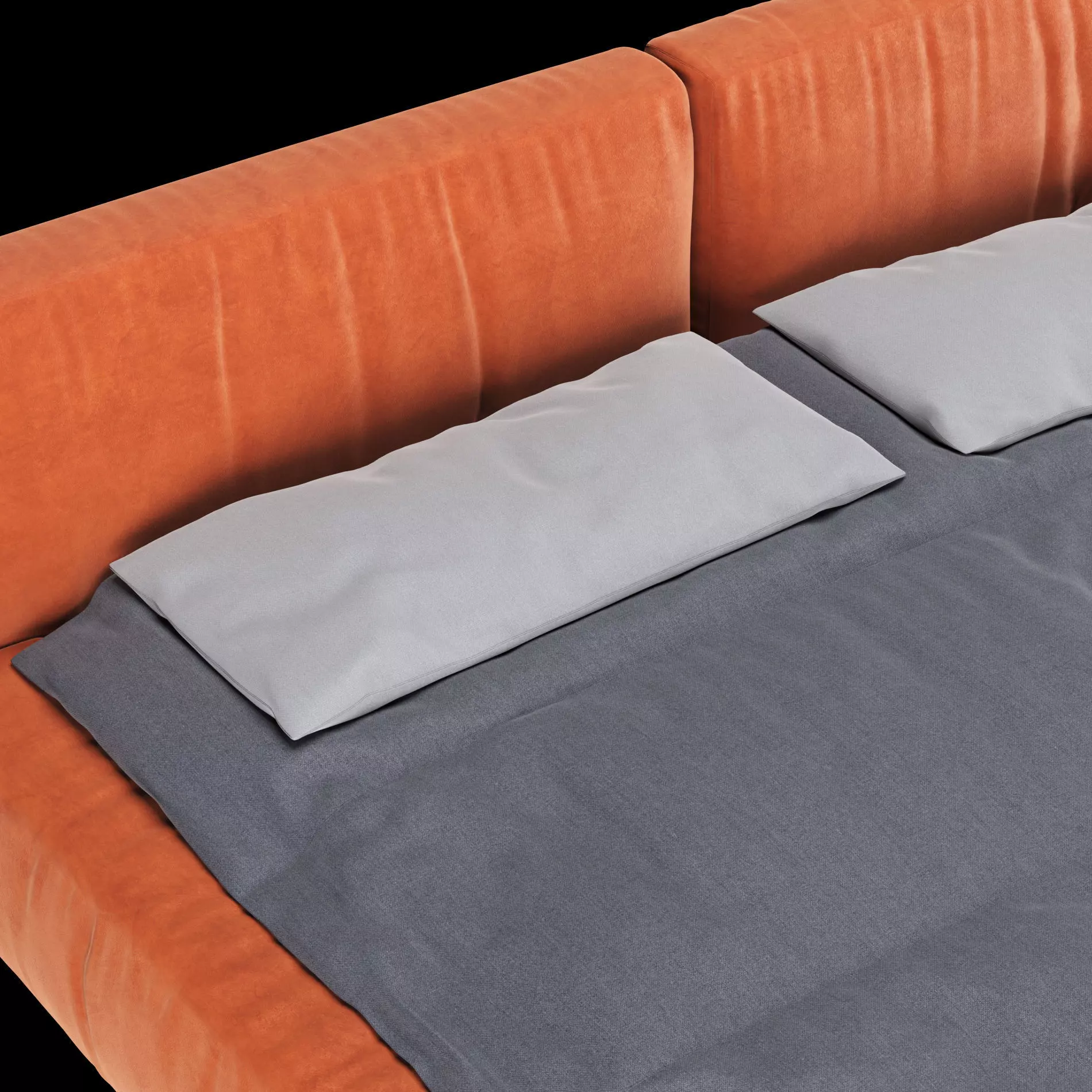 Bed with pillows and blanket 014 3D model_7
