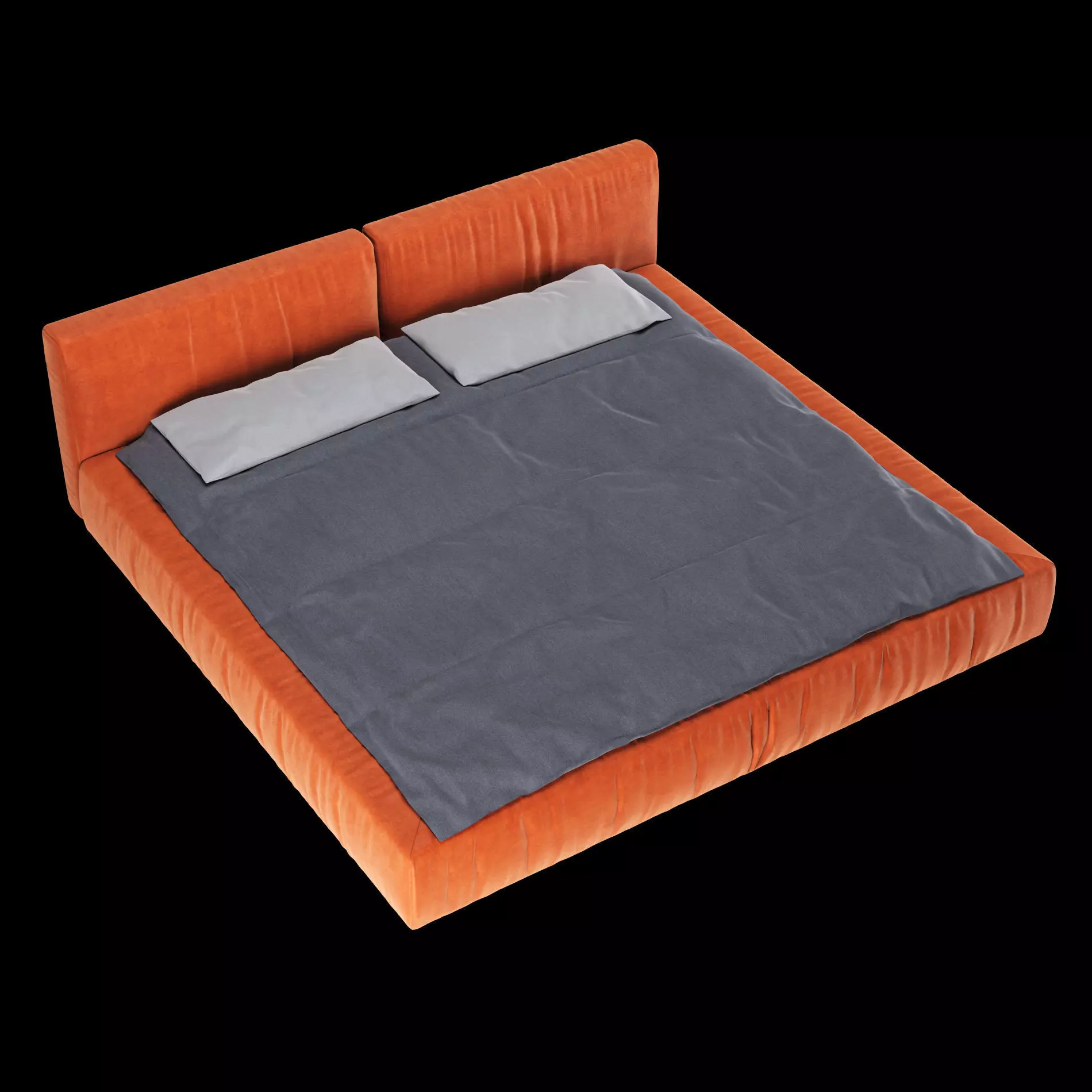 Bed with pillows and blanket 014 3D model_3