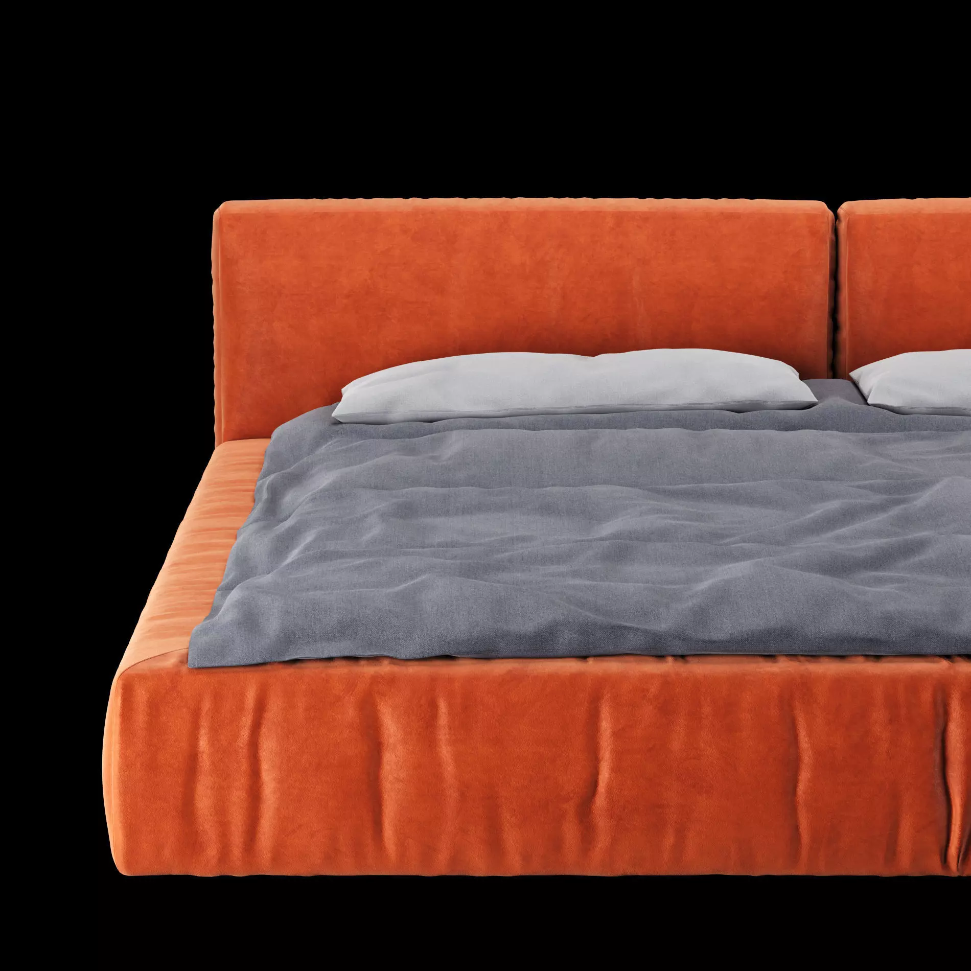 Bed with pillows and blanket 014 3D model_5