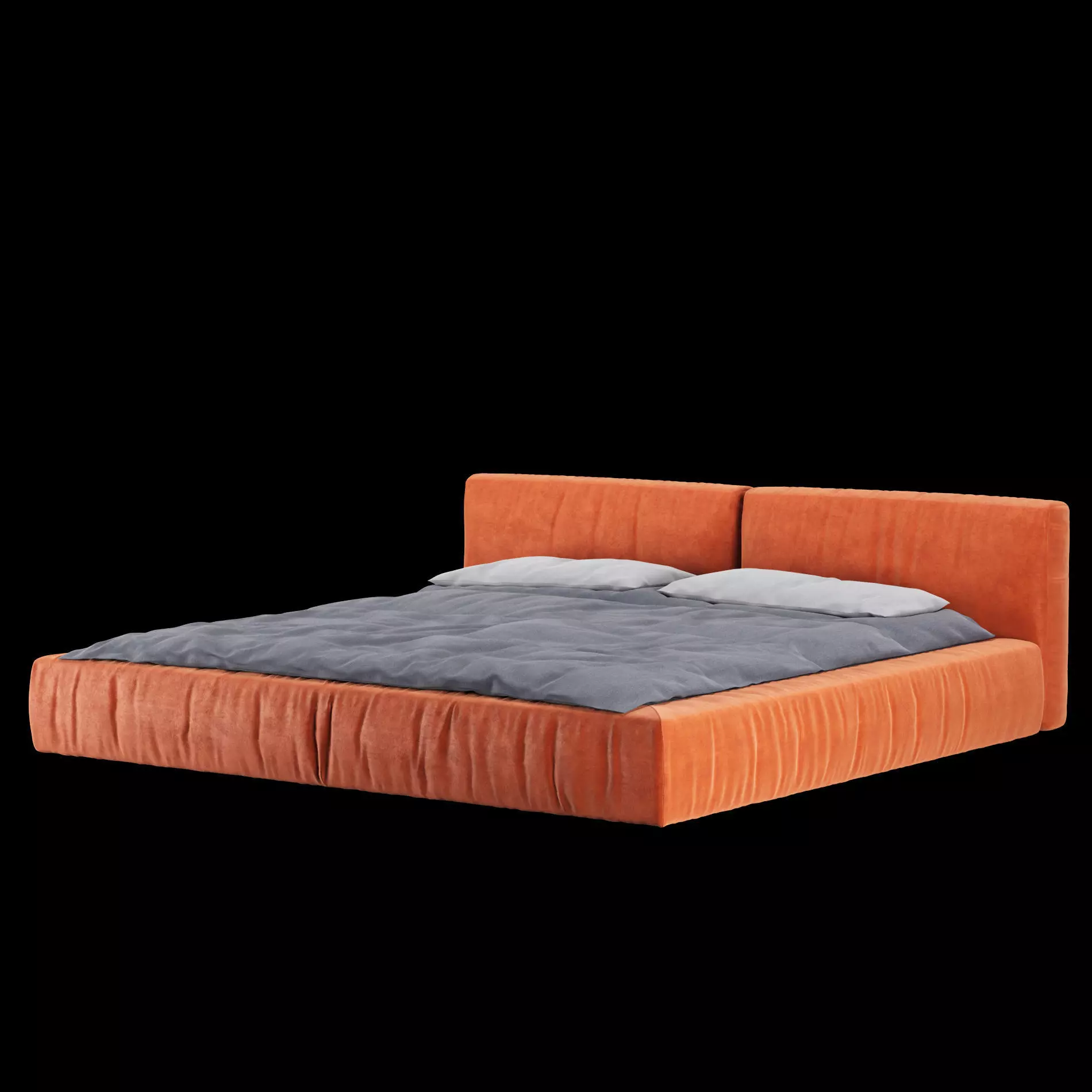 Bed with pillows and blanket 014 3D model_11