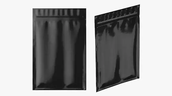 Glossy Black Sachet Pouch Mockup
