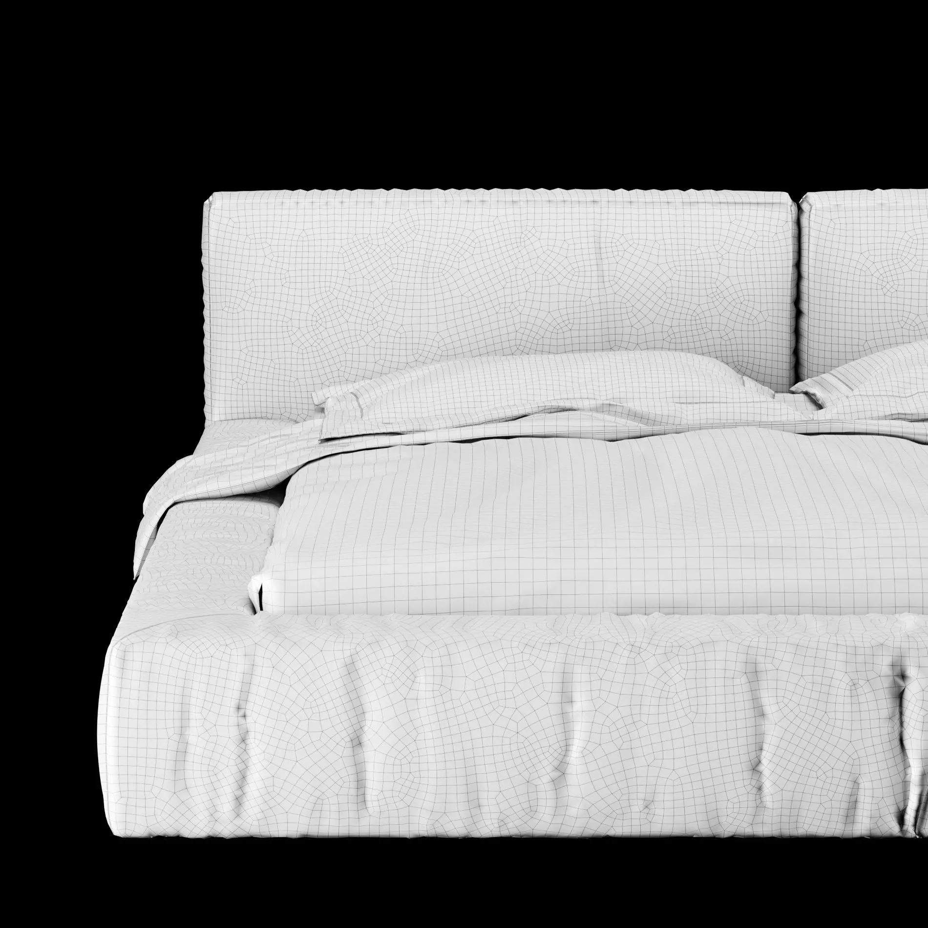 Bed with pillows and blanket 015 3D model_6