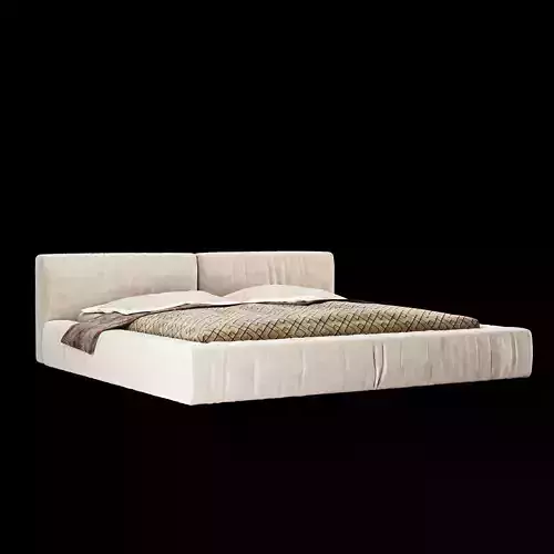Modern fabric upholstered double bed with bedding set 015