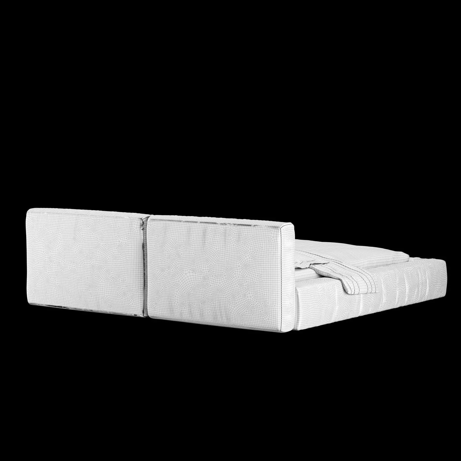 Bed with pillows and blanket 015 3D model_14