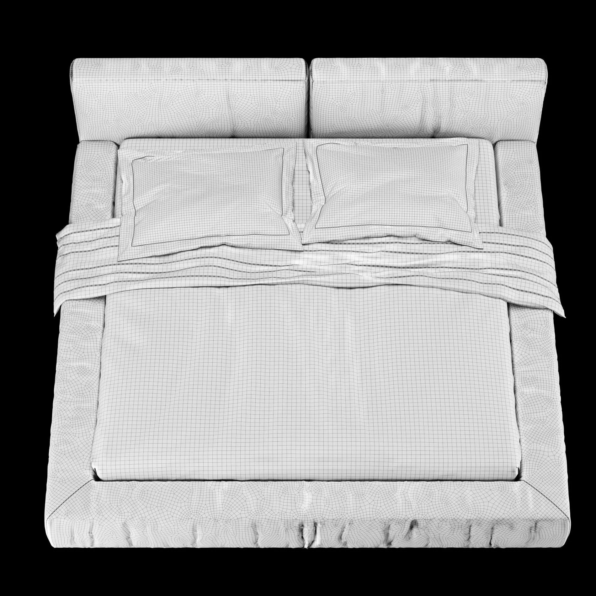Bed with pillows and blanket 015 3D model_10