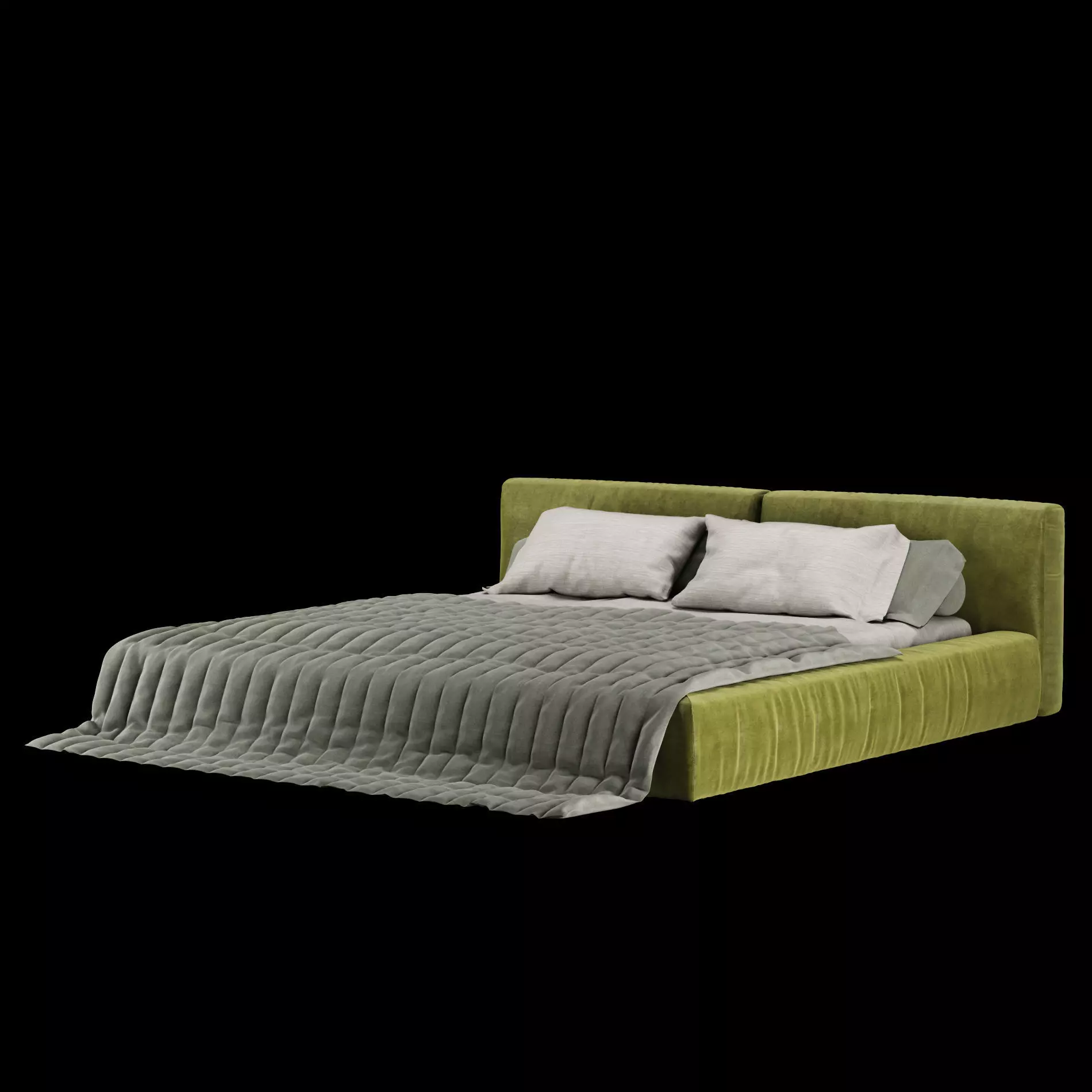Bed with pillows and blanket 016 3D model_11