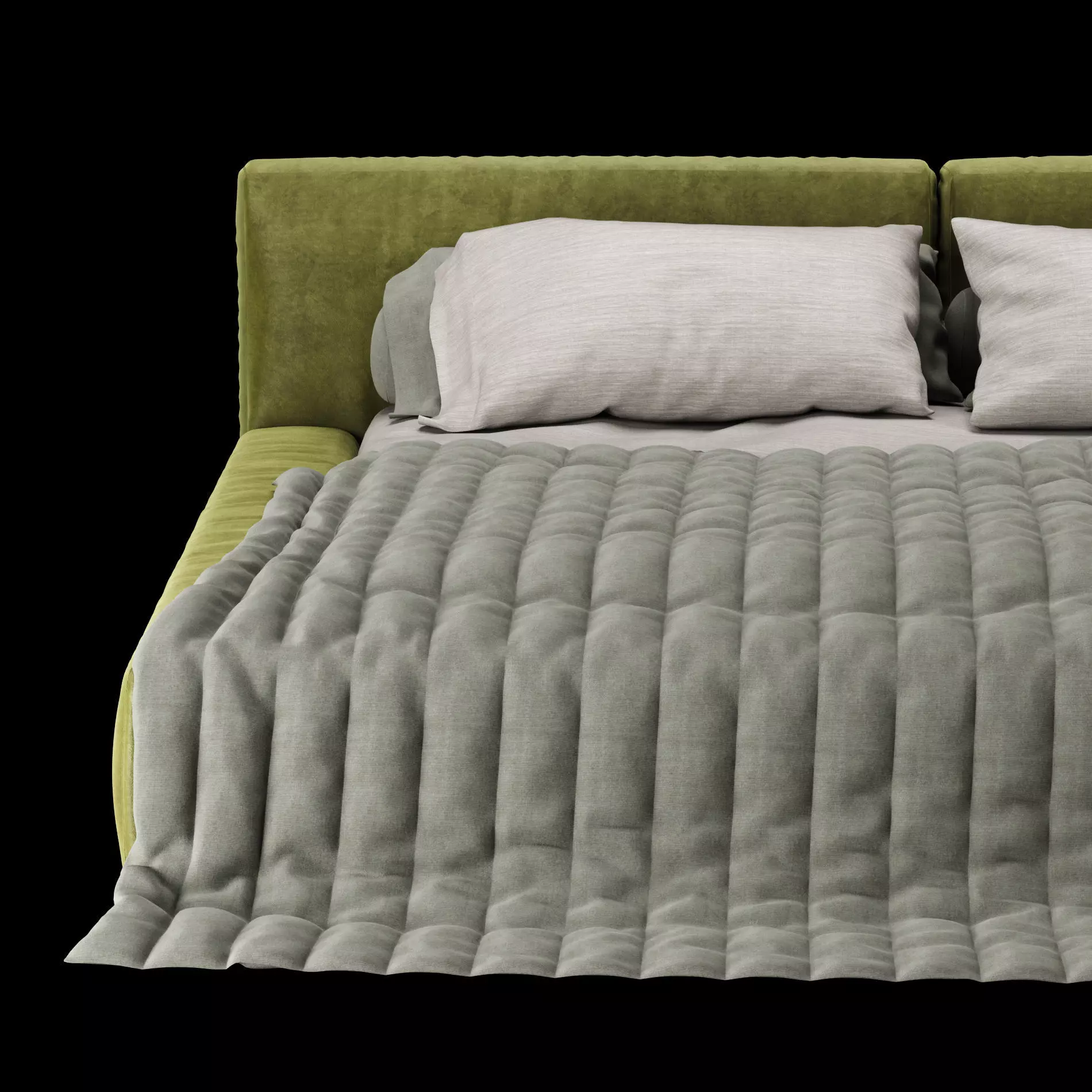 Bed with pillows and blanket 016 3D model_3