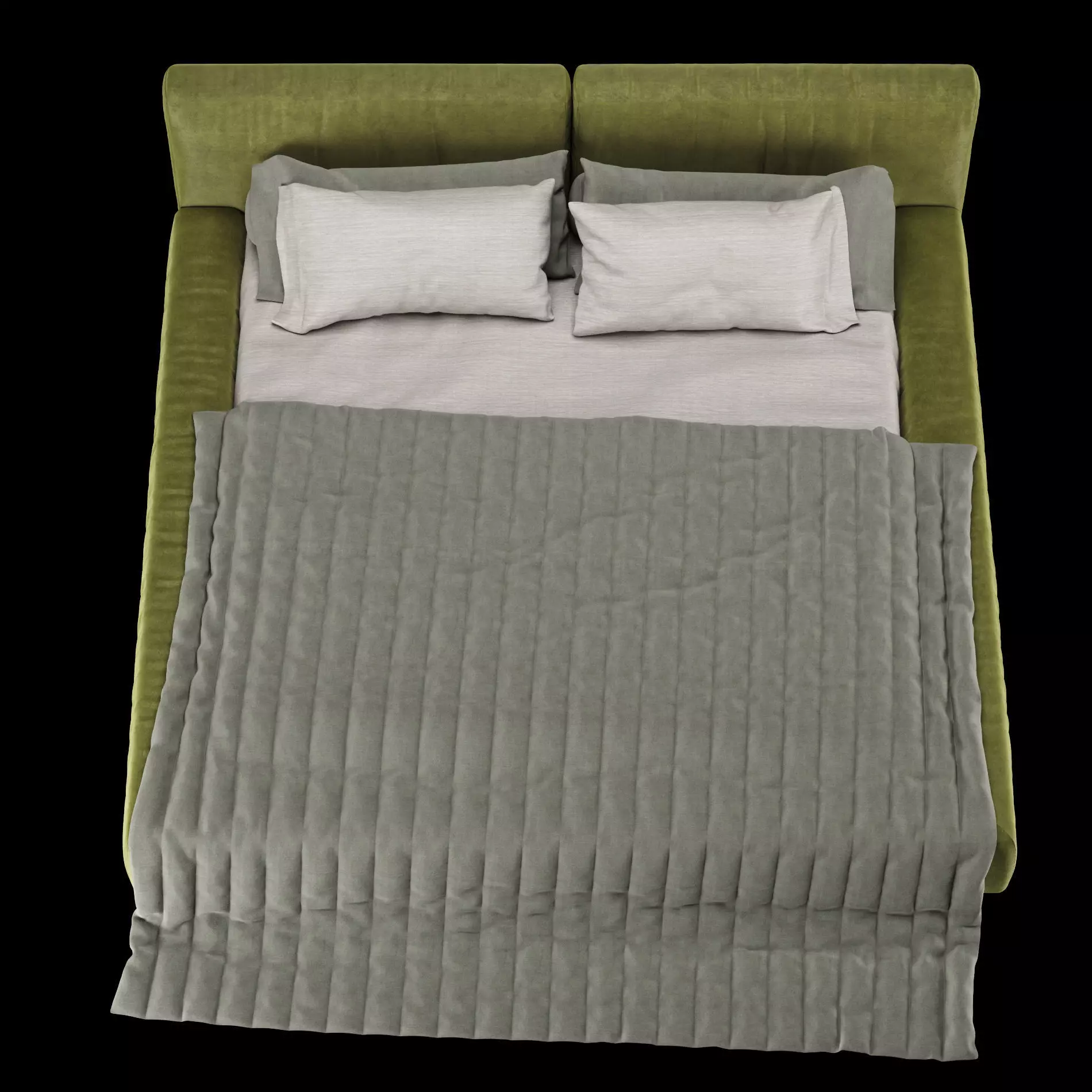 Bed with pillows and blanket 016 3D model_7