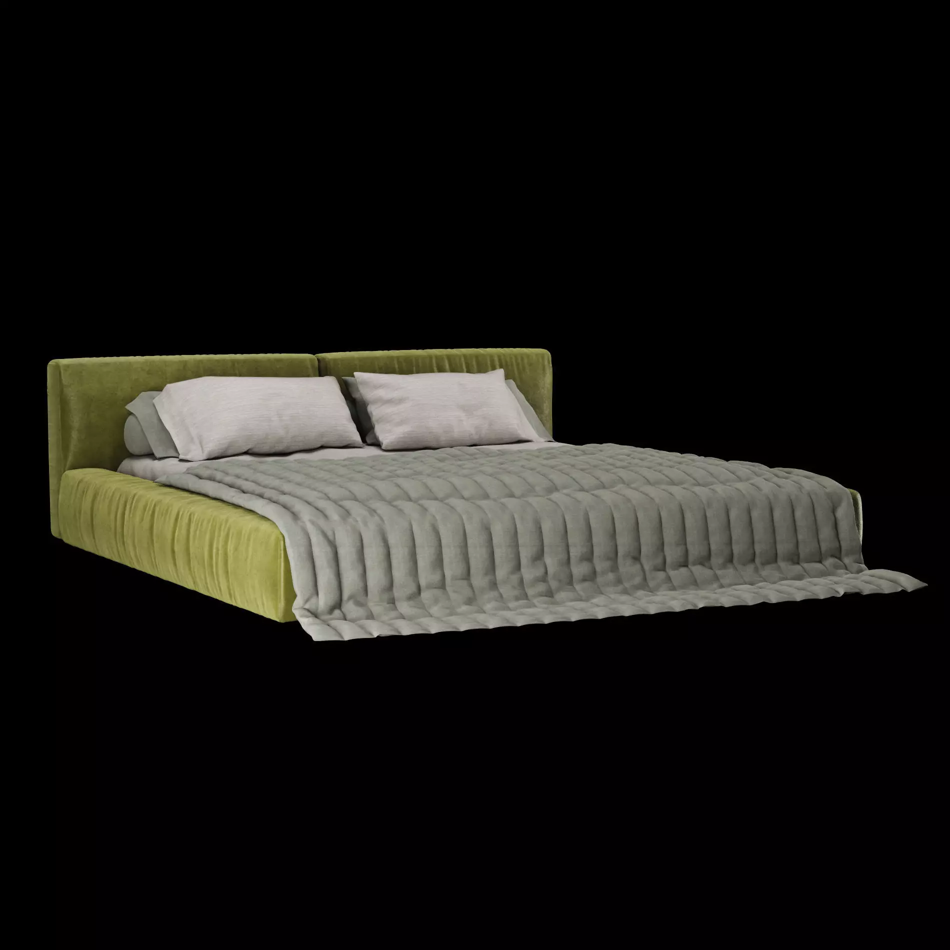 Bed with pillows and blanket 016 3D model_0