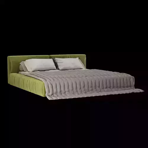 Modern fabric upholstered double bed with bedding set 016