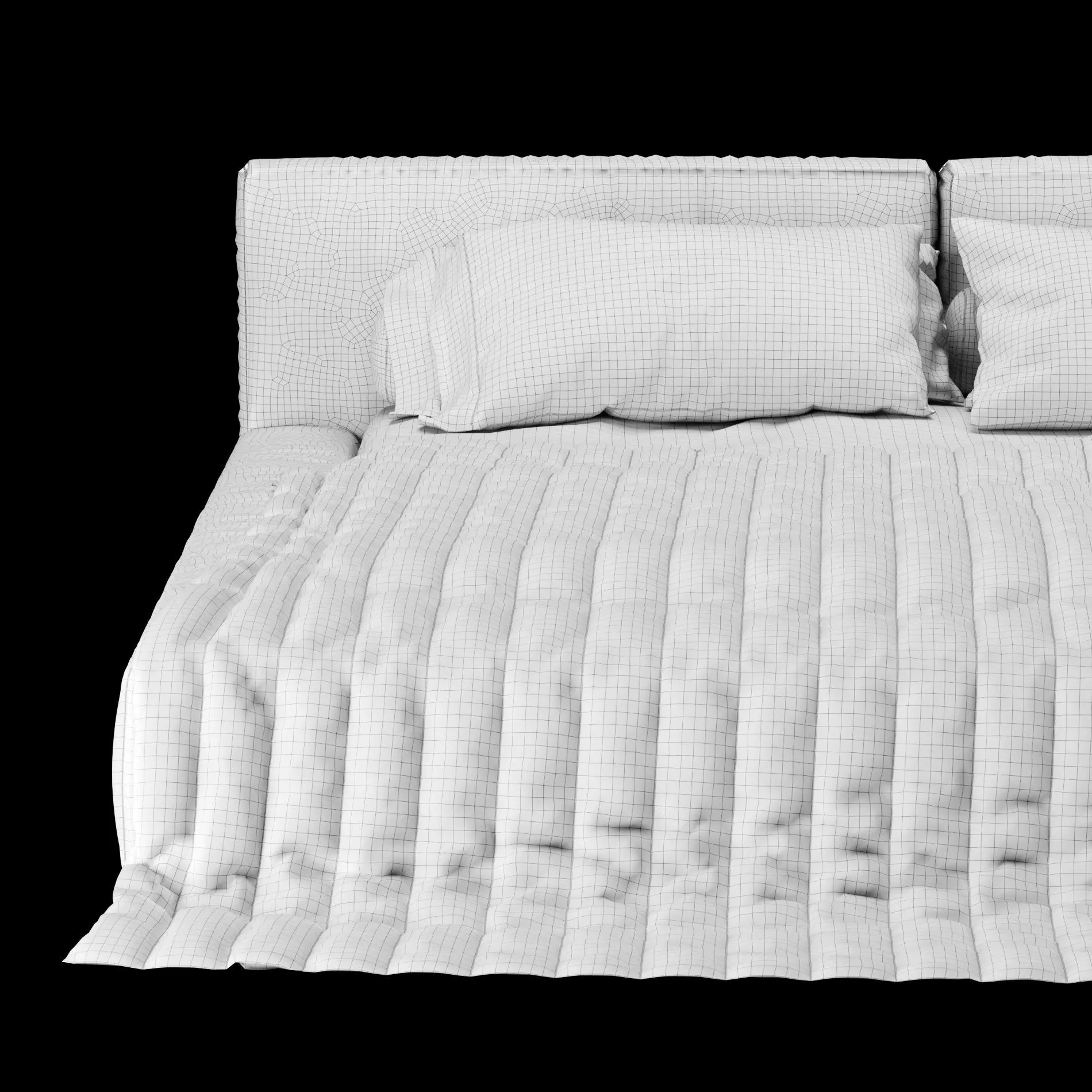 Bed with pillows and blanket 016 3D model_4