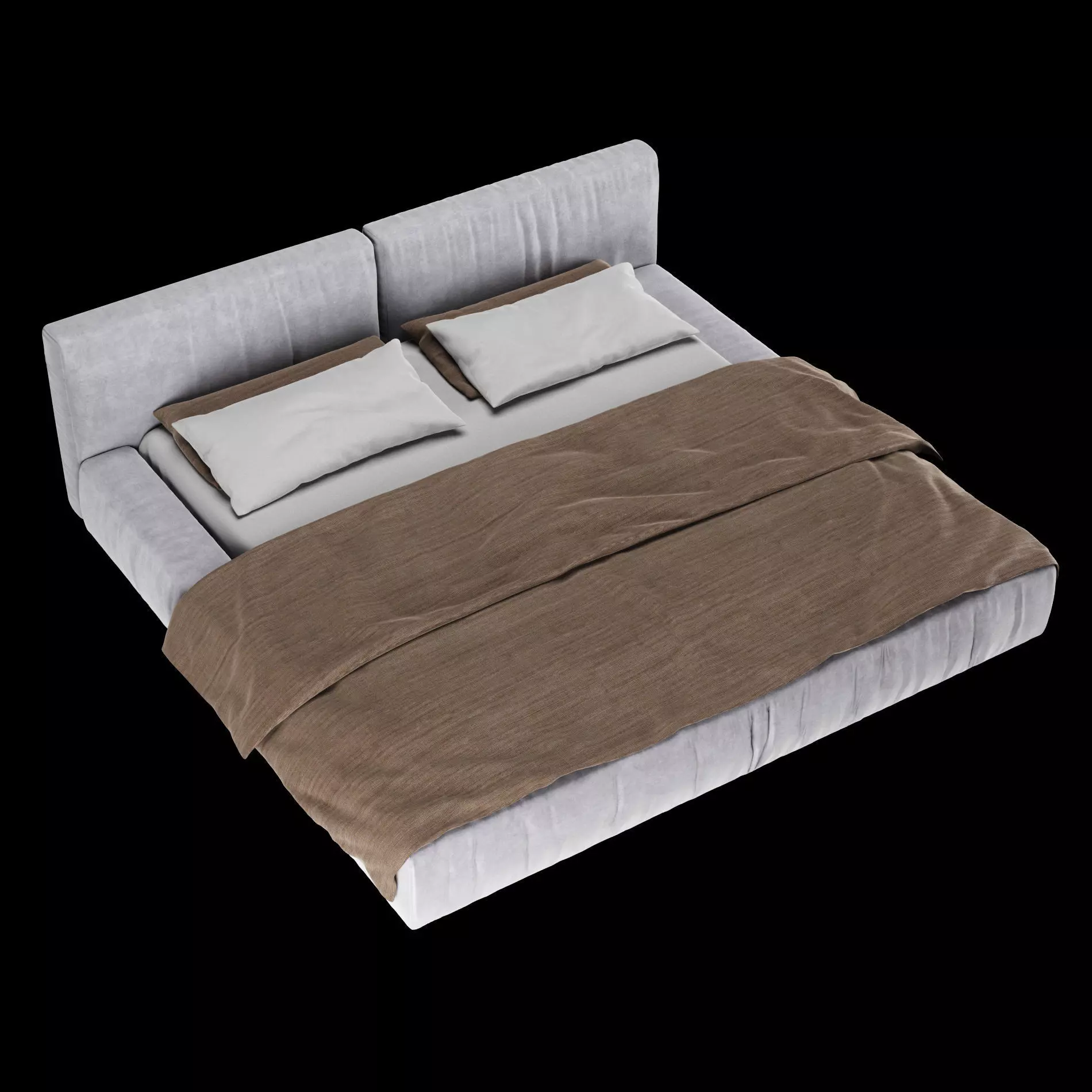 Bed with pillows and blanket set4 3D Model Collection_6