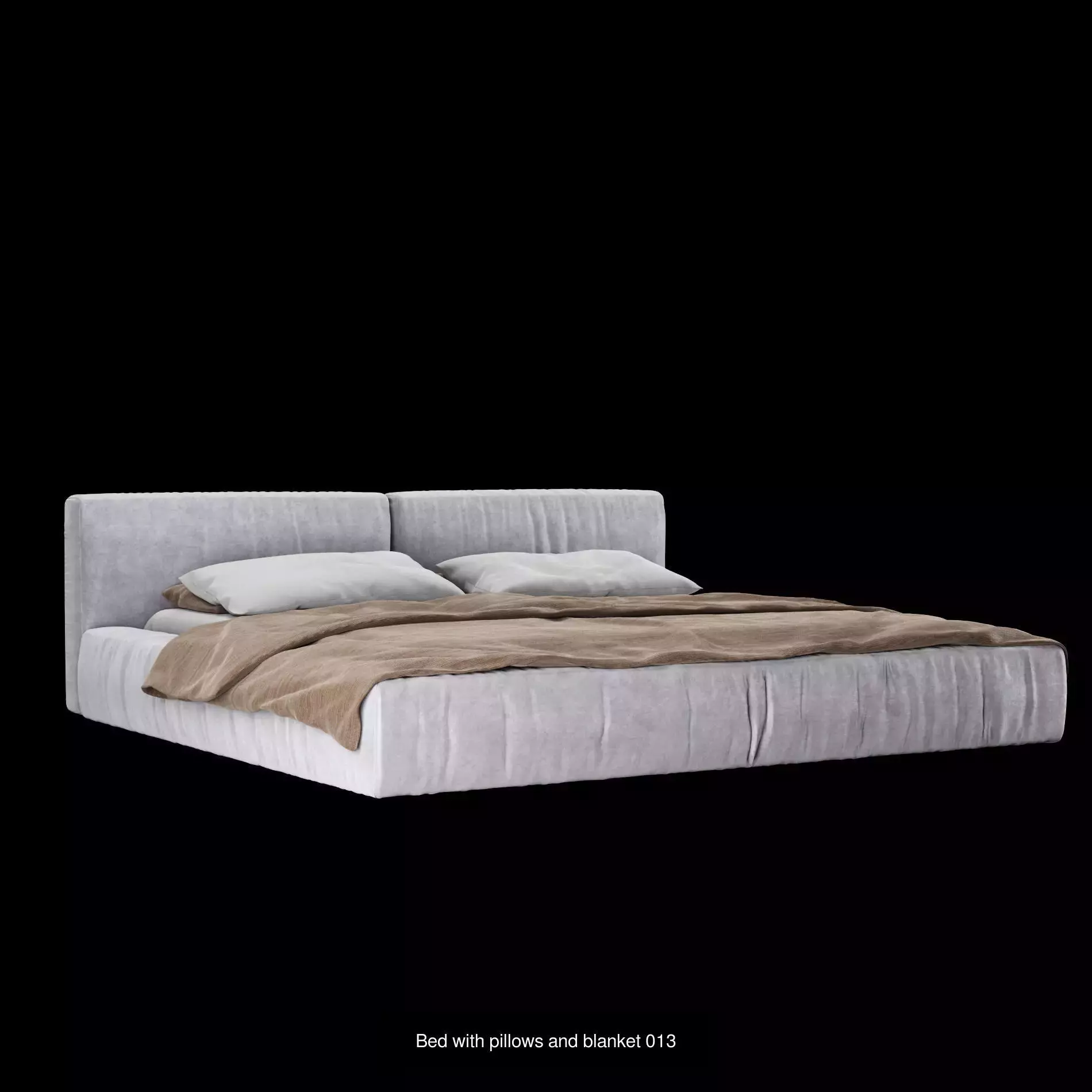 Bed with pillows and blanket set4 3D Model Collection_2