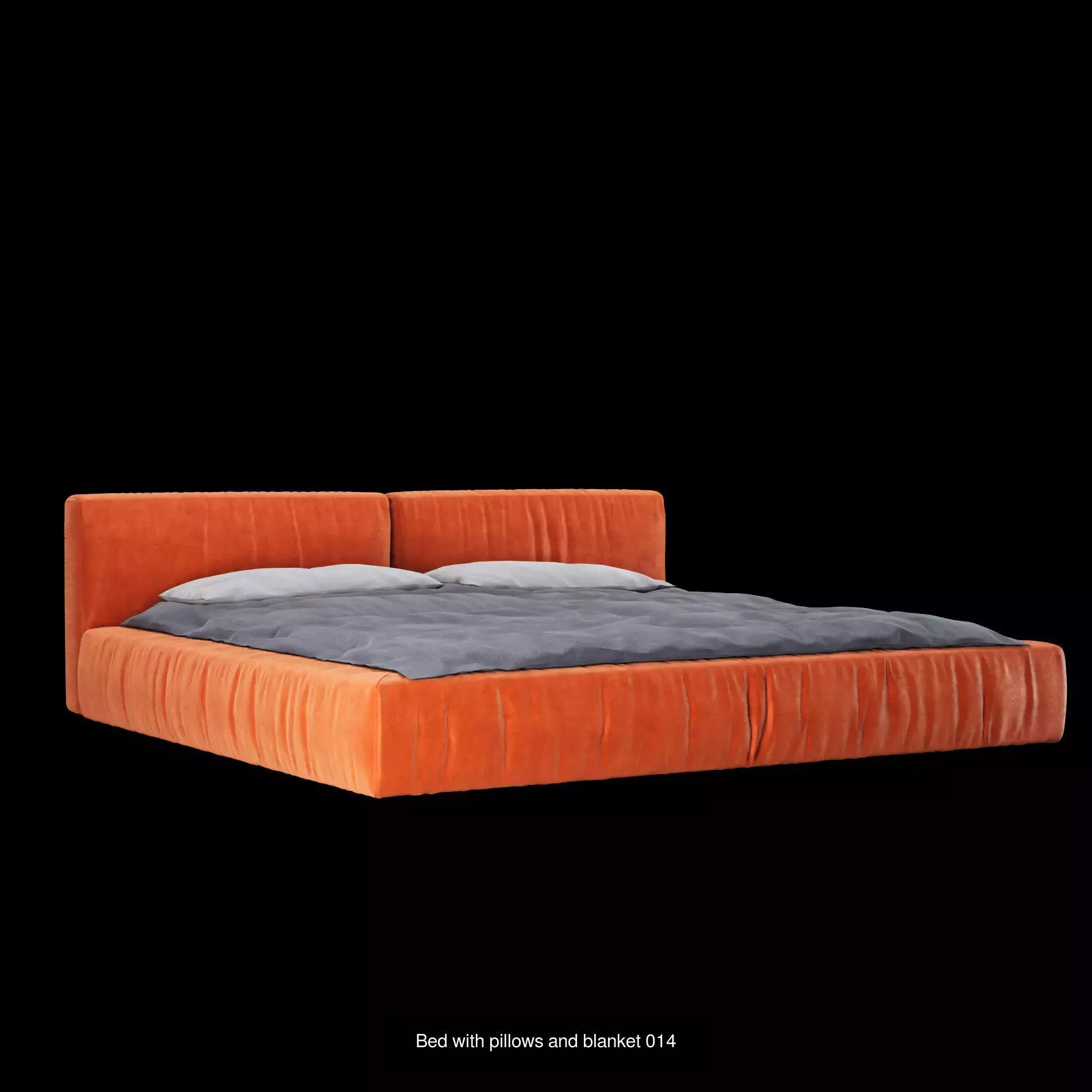 Bed with pillows and blanket set4 3D Model Collection_3