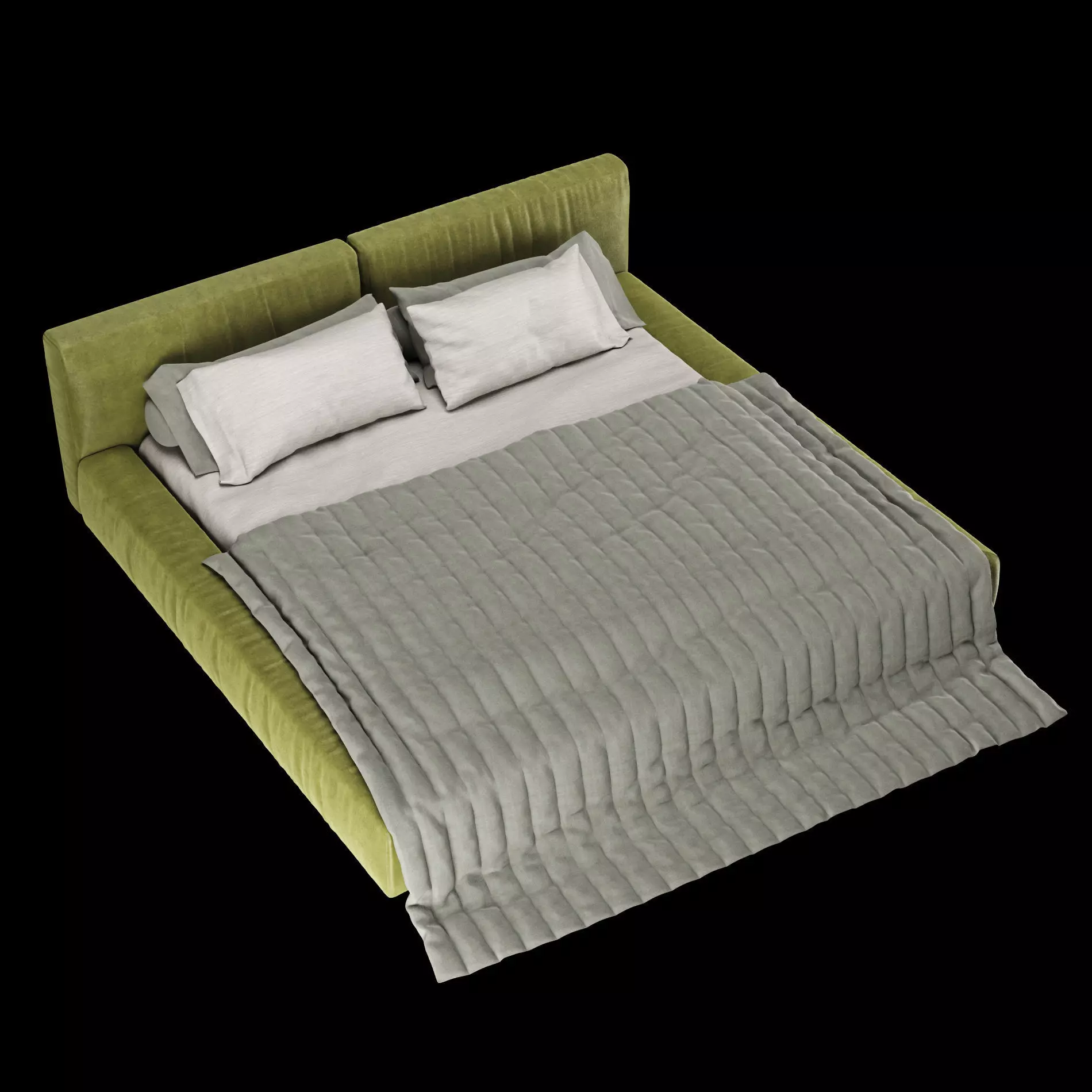 Bed with pillows and blanket set4 3D Model Collection_9
