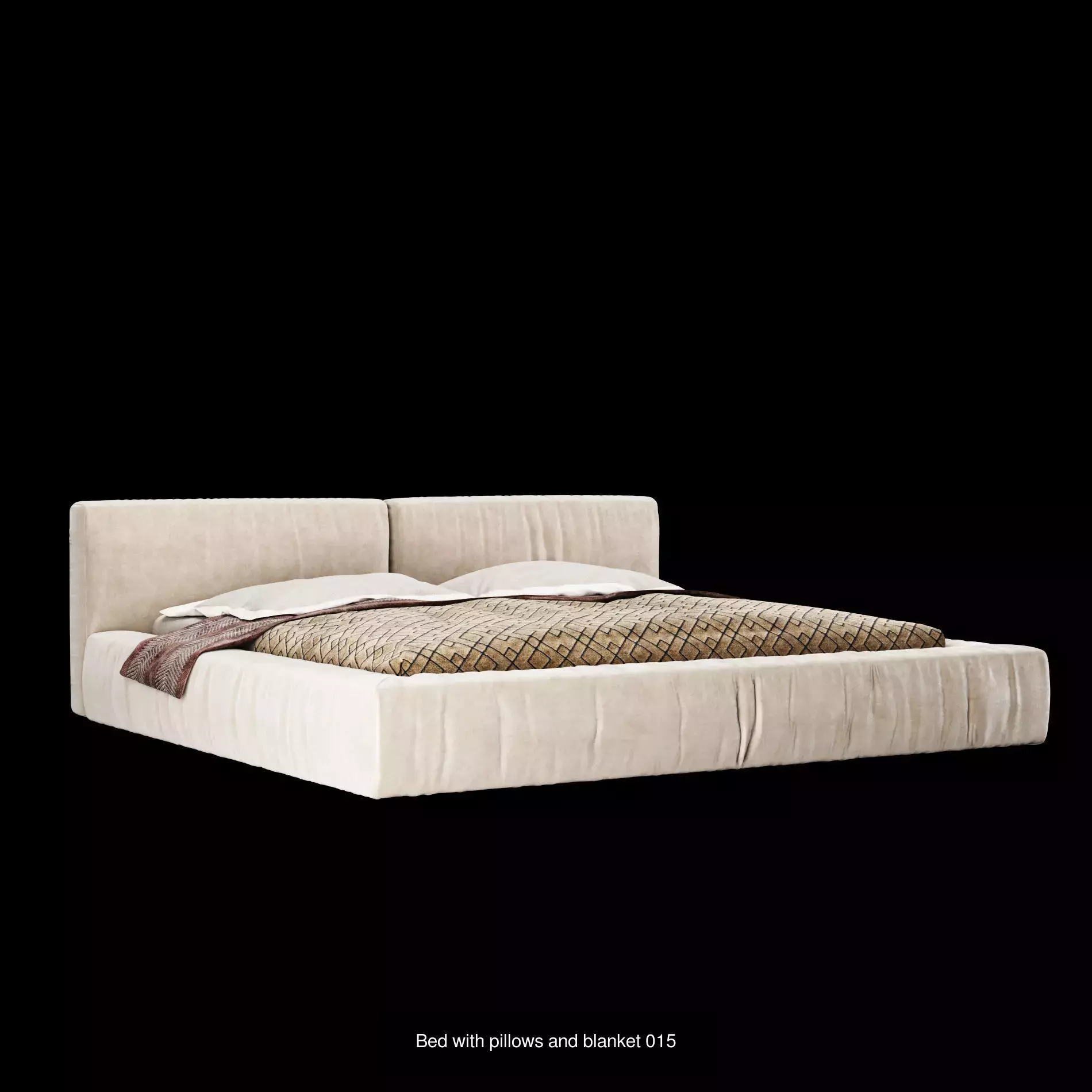 Bed with pillows and blanket set4 3D Model Collection_4