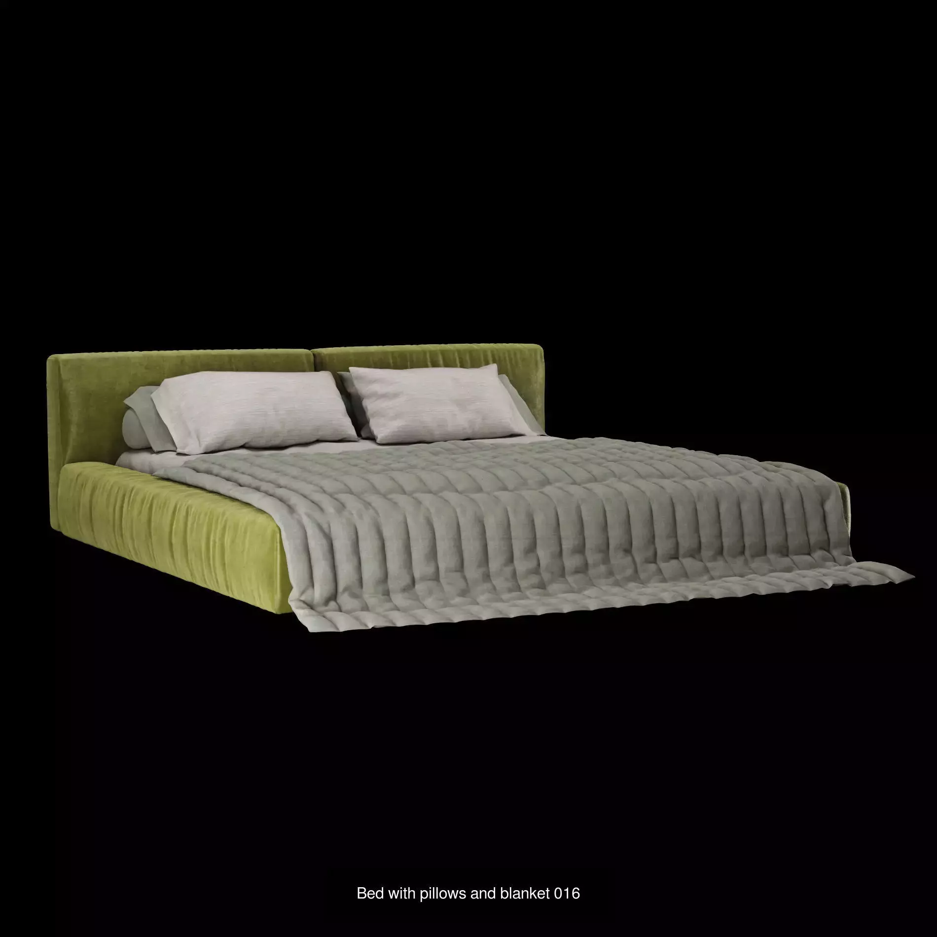 Bed with pillows and blanket set4 3D Model Collection_5
