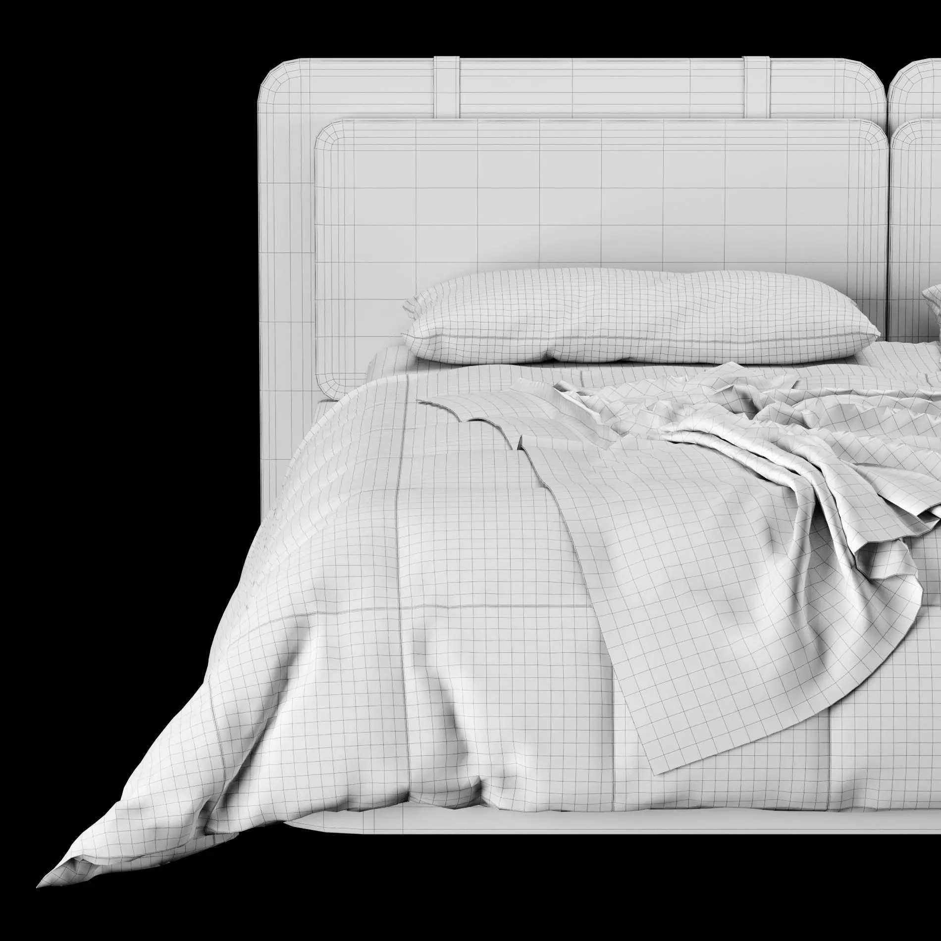 Bed with pillows and blanket 017 3D model_6