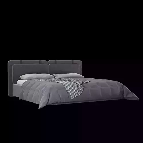 Modern fabric upholstered double bed with bedding set 017