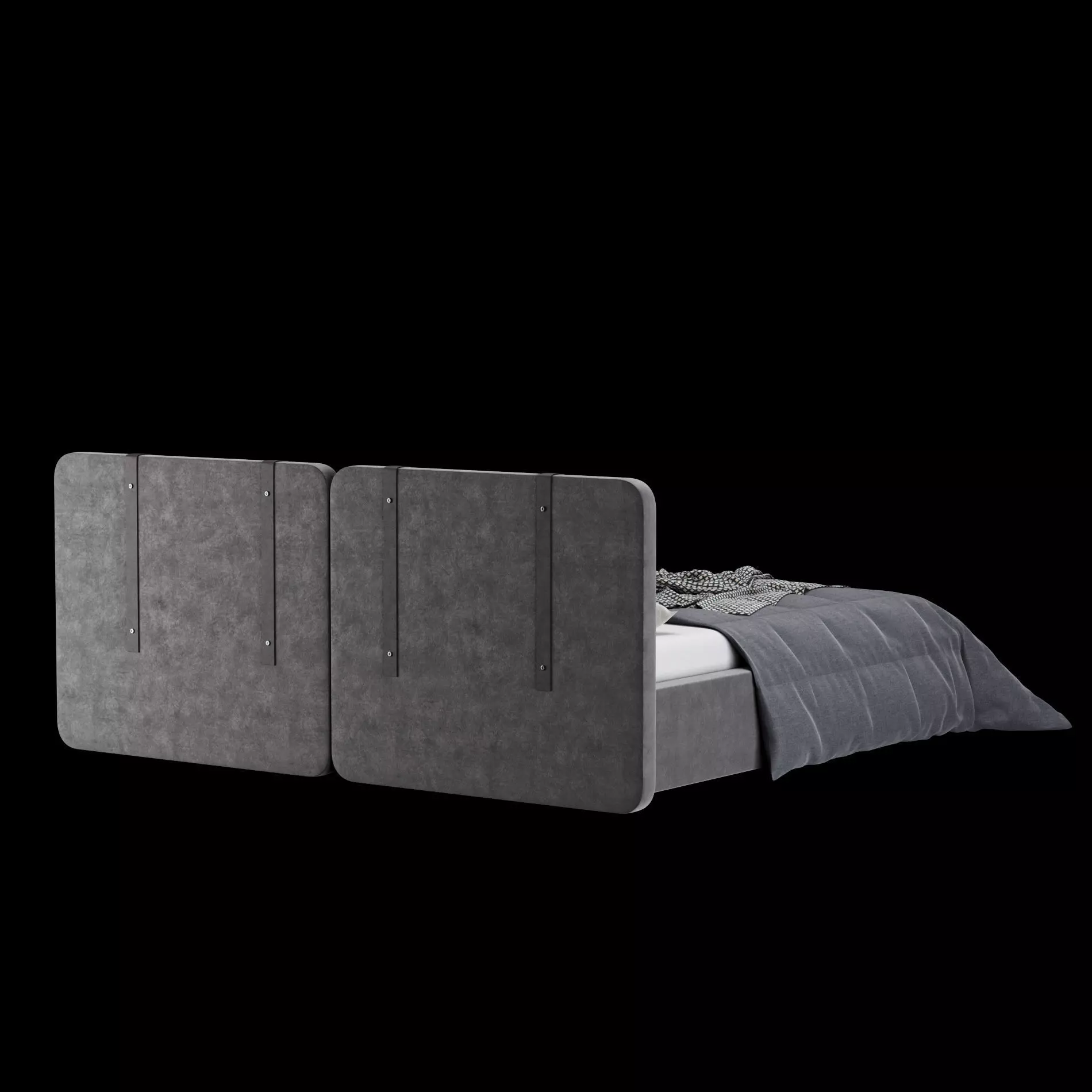 Bed with pillows and blanket 017 3D model_13