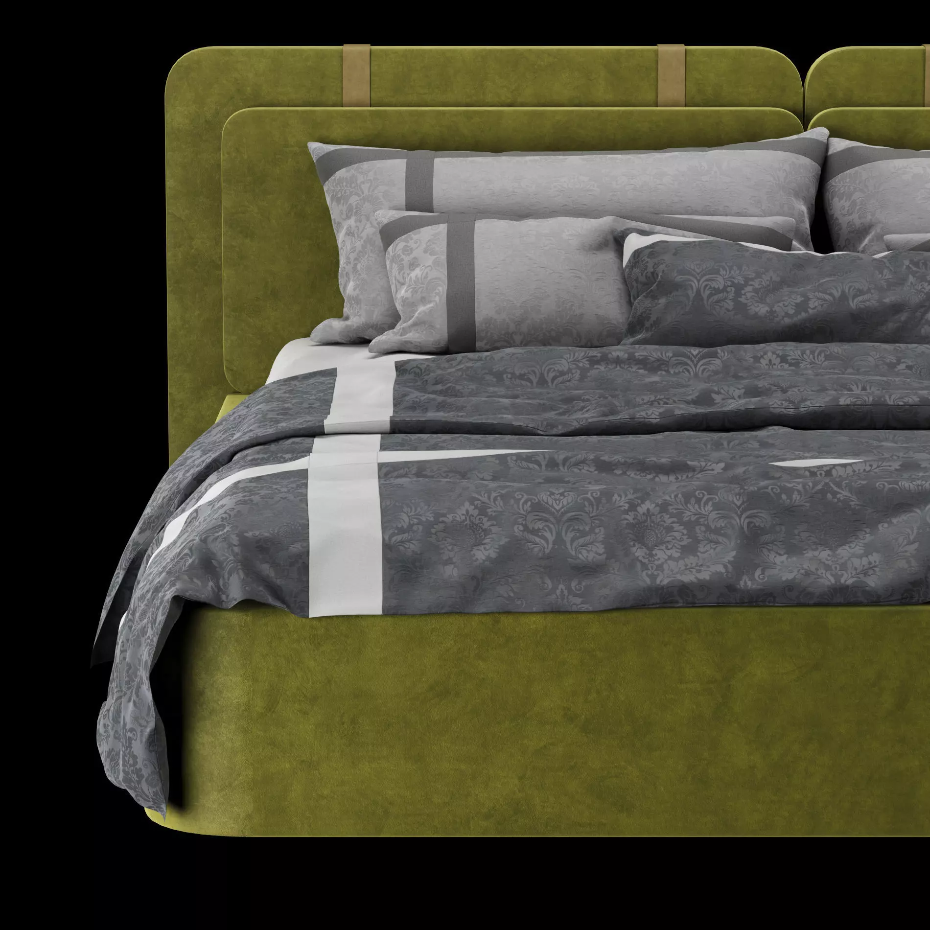 Bed with pillows and blanket 018 3D model_5