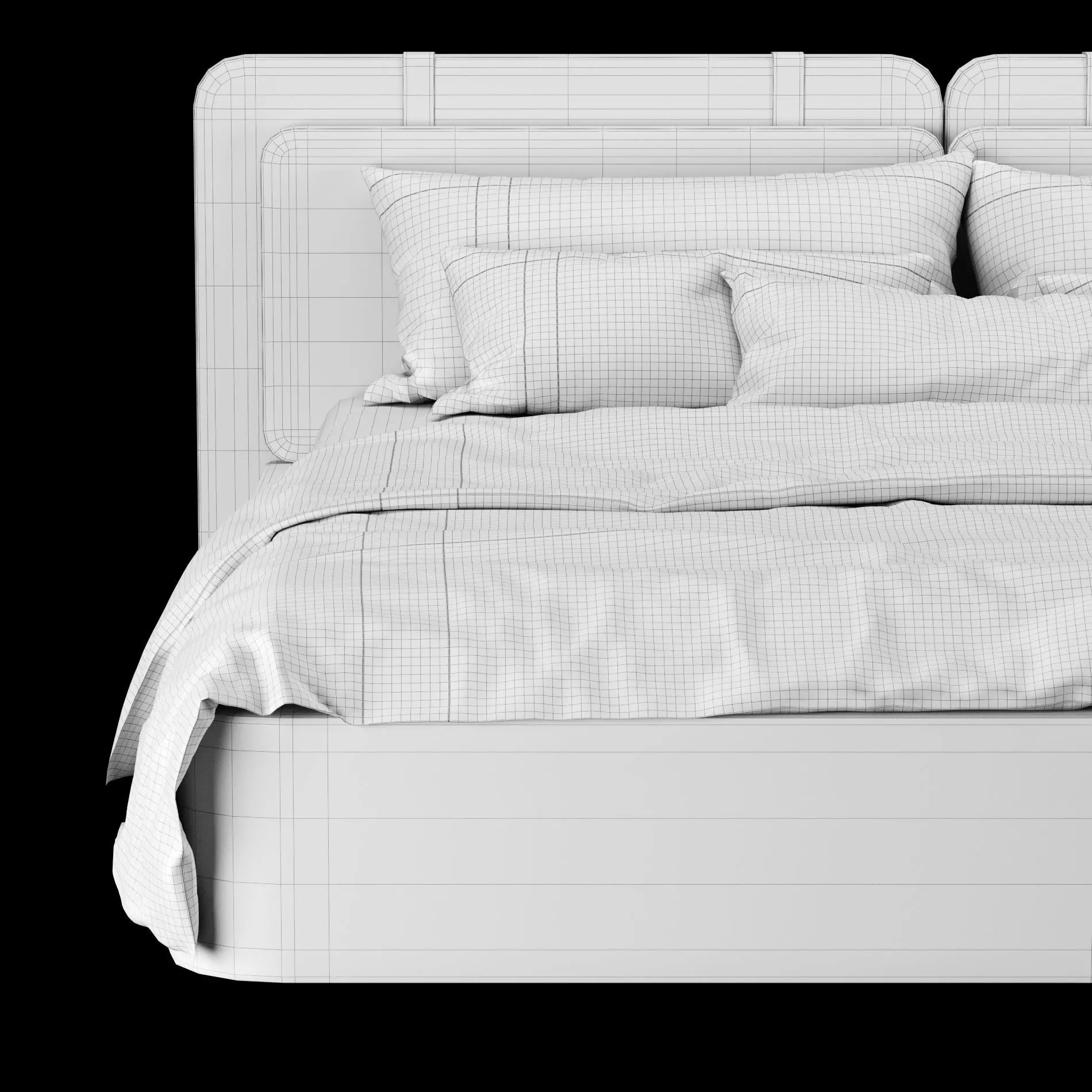 Bed with pillows and blanket 018 3D model_6