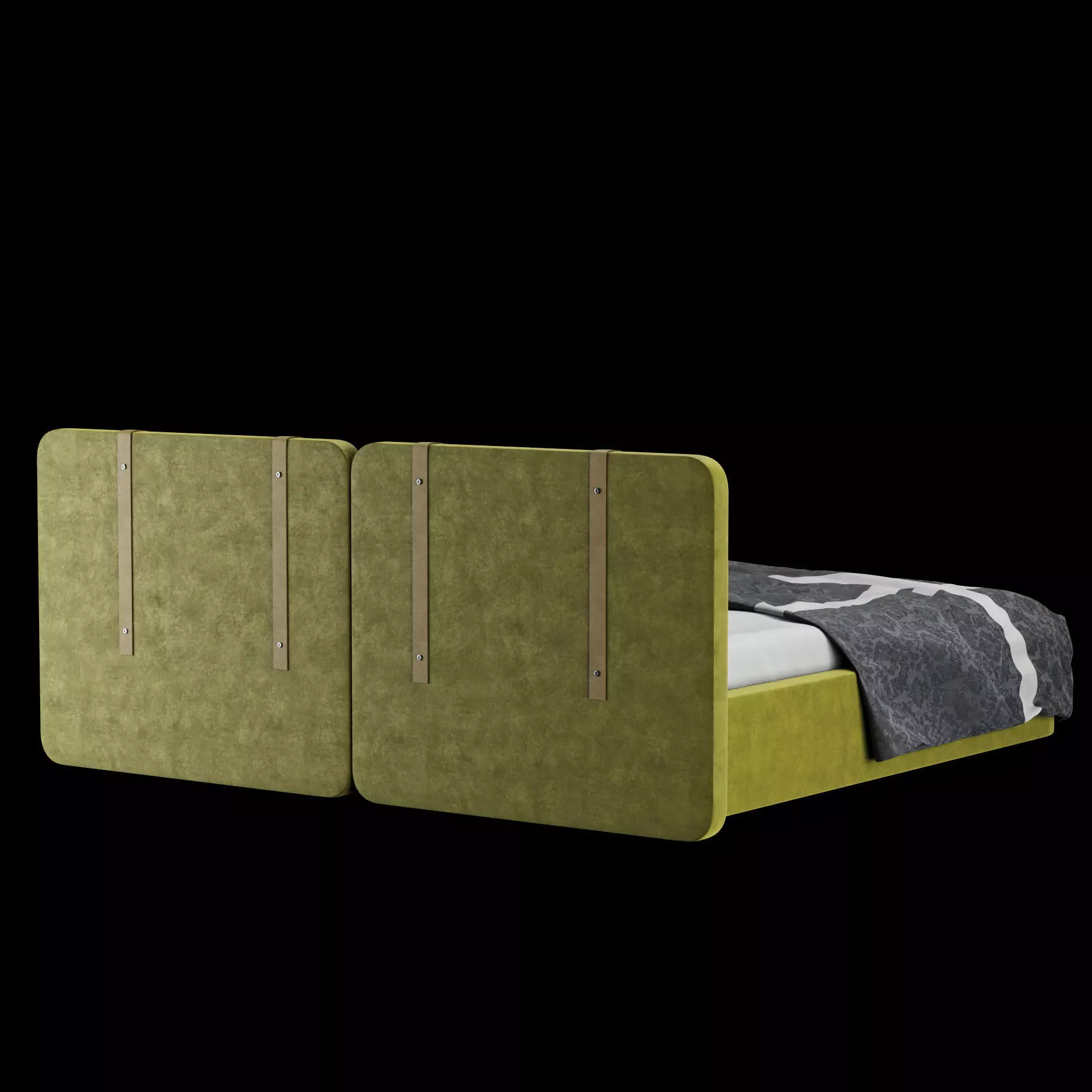 Bed with pillows and blanket 018 3D model_13