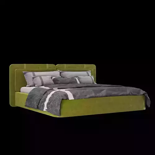 Modern fabric upholstered double bed with bedding set  018