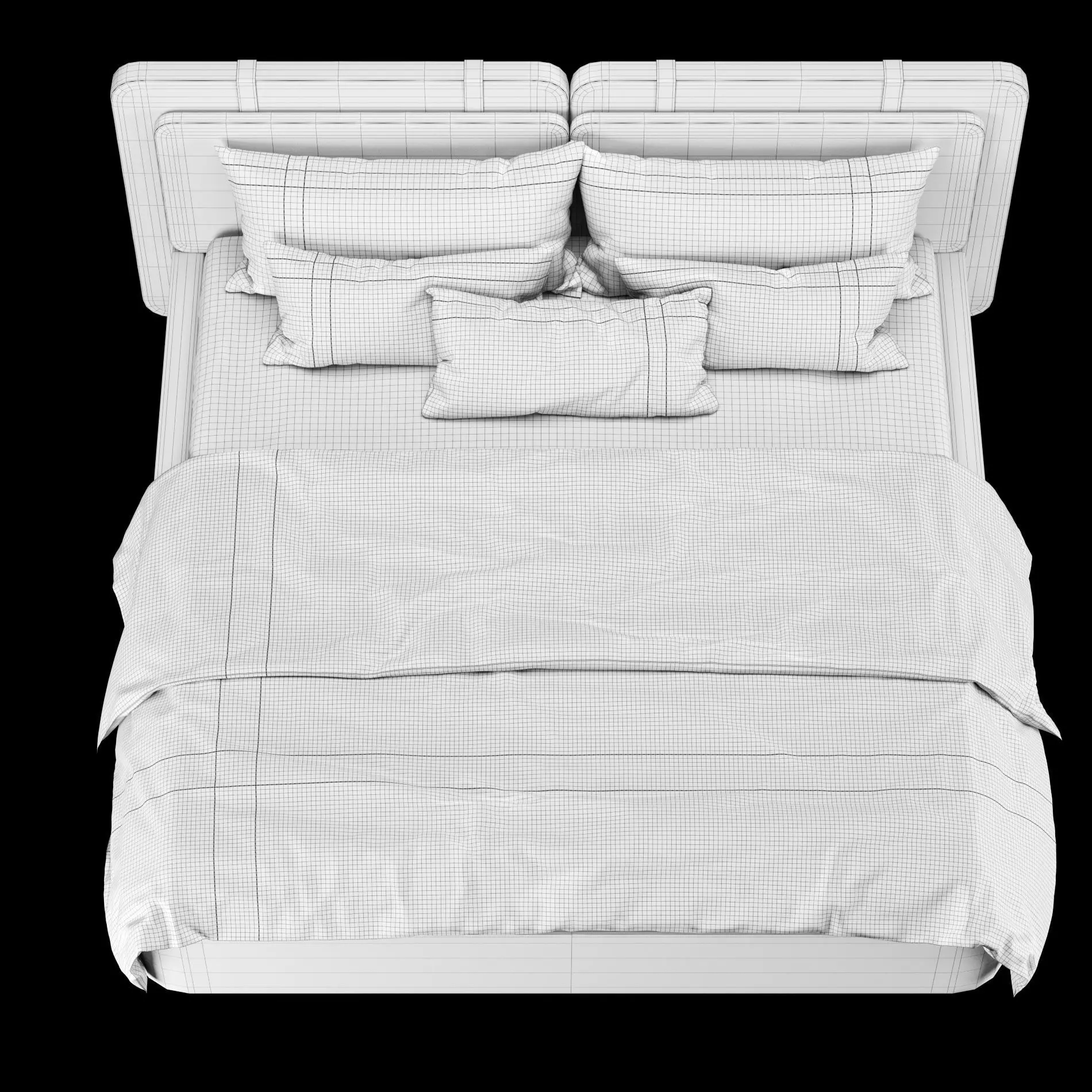 Bed with pillows and blanket 018 3D model_10