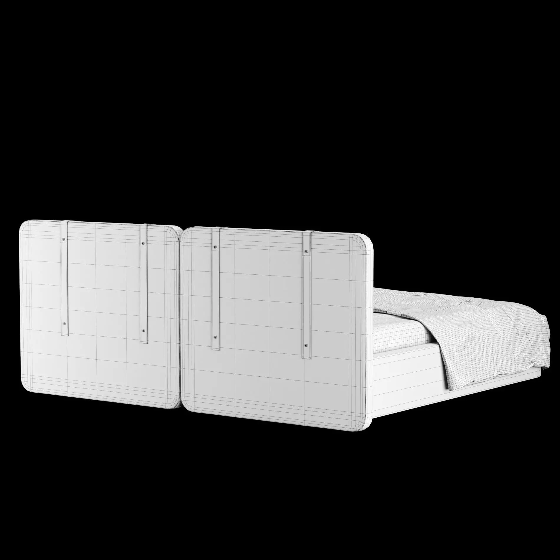 Bed with pillows and blanket 018 3D model_14