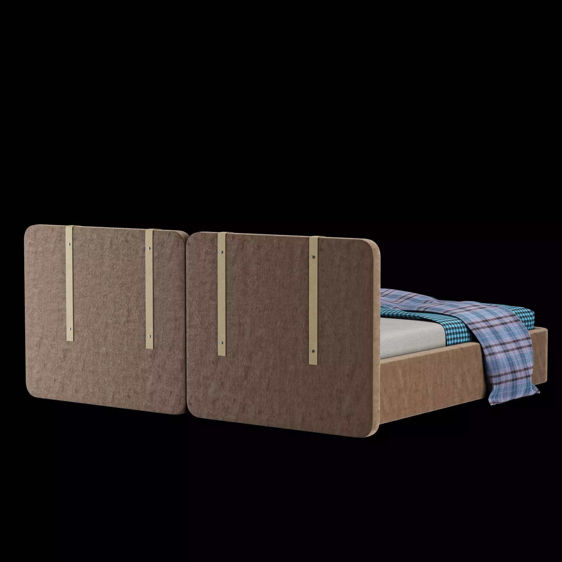 Bed with pillows and blanket 019 3D model_13